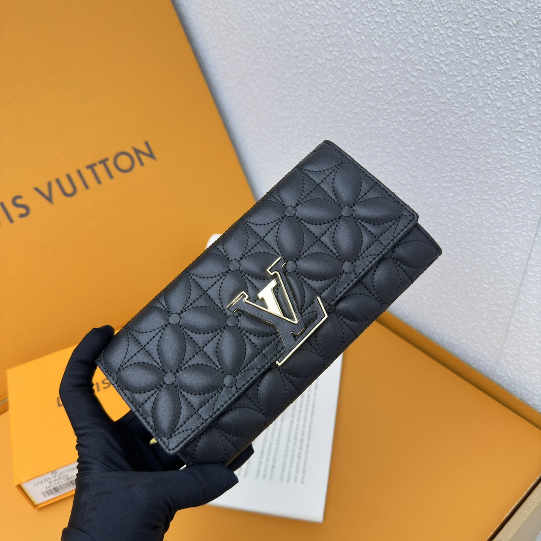 Designer Monogram Capucines Compact Maxi Black Wallet ﻿ - Gorchic - $110.99