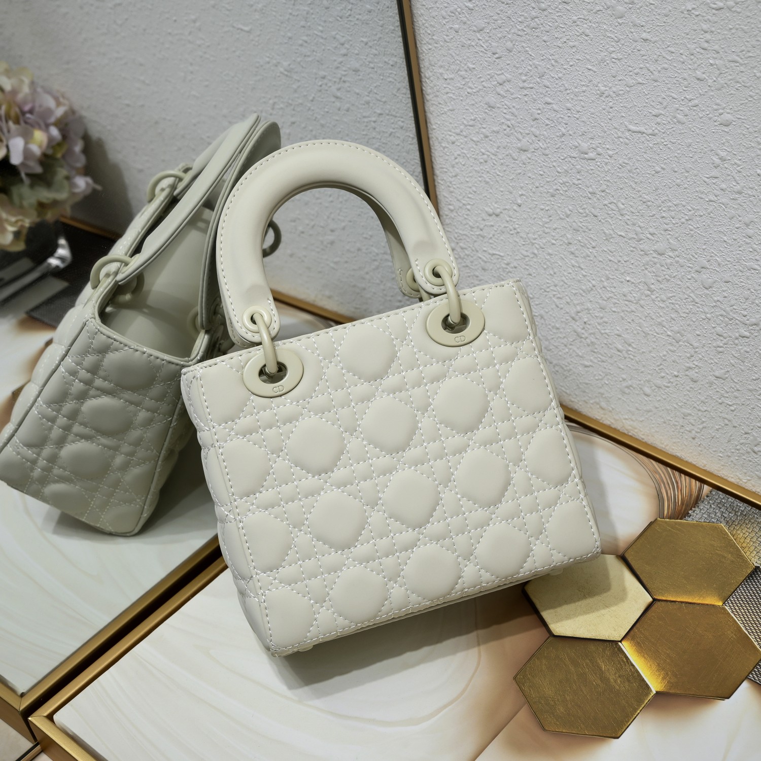D Inspired Small Lady D Inspired Bag White Ultramatte Calfskin - Bag - Gorchic - $144.99