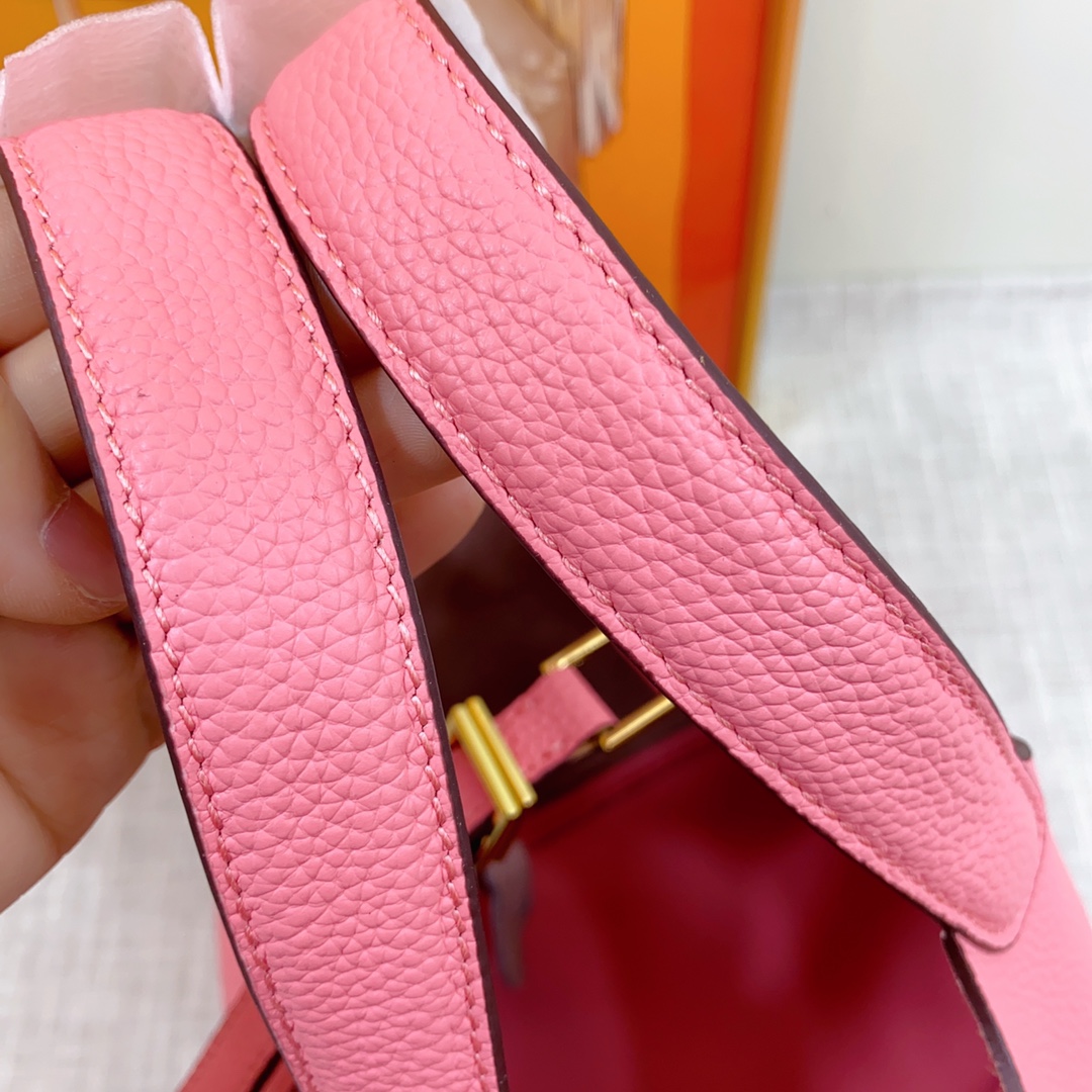 H-Inspired Clemence Picotin Lock Bag Golden Hardware-Pink Bag - Gorchic - $151.99