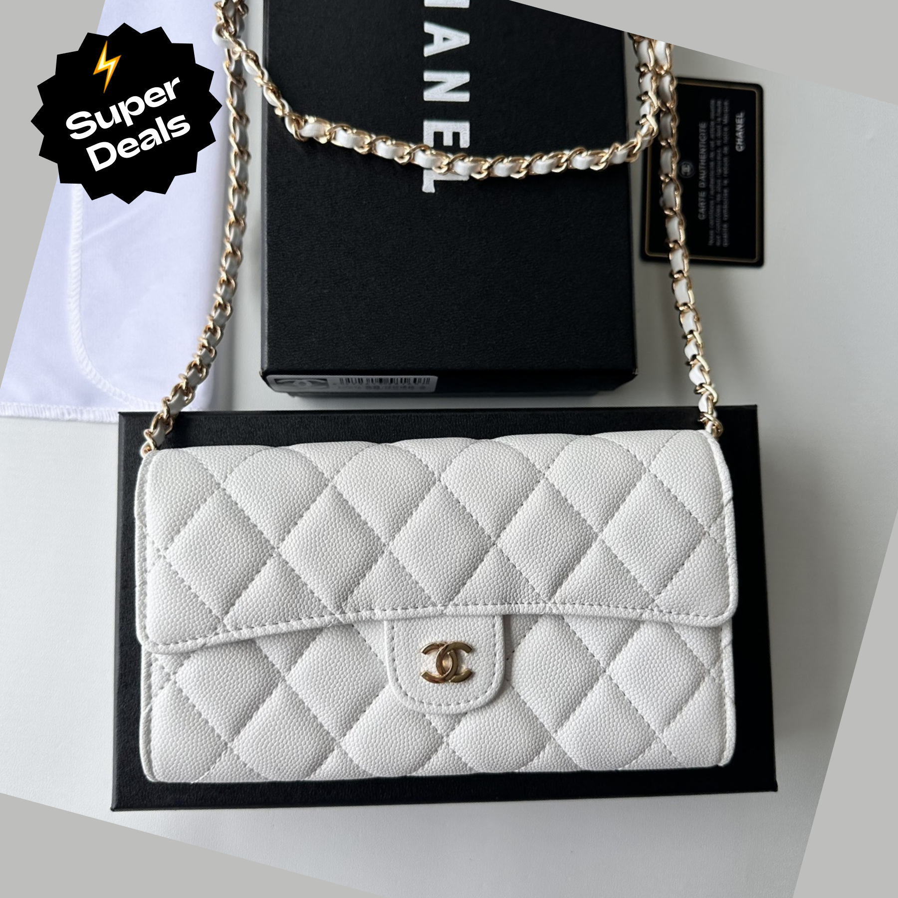 CC Inspired 23 Wallet on Chain- White Bag - Gorchic - $98.99
