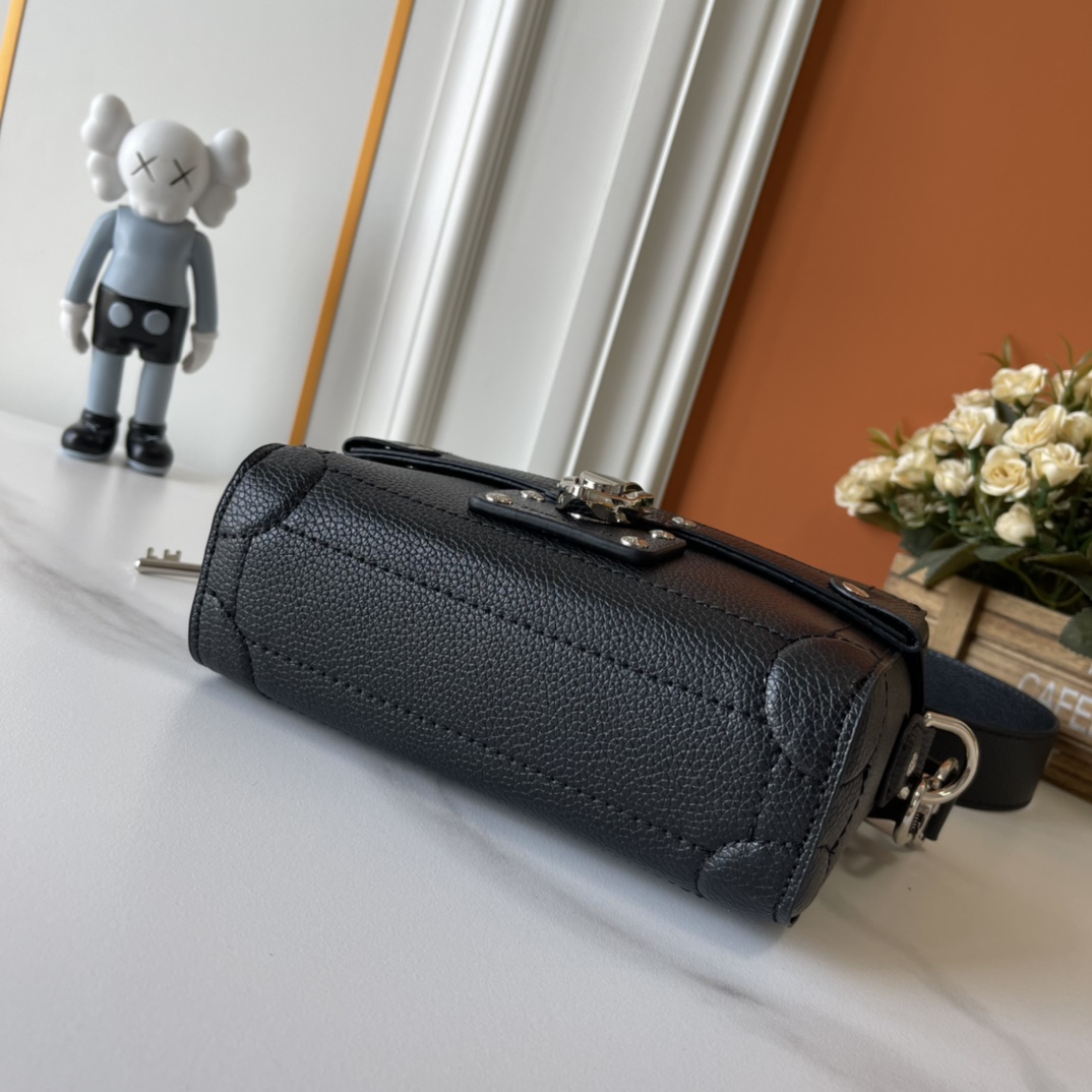 Designer Monogram Soul Trunk Black Leather Handbag - Gorchic - $164.99