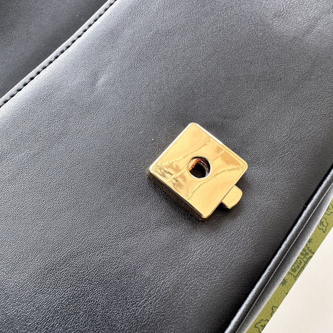 Double-G Horsebit 1955 Small Black Leather Shoulder Bag - Gorchic - $121.99