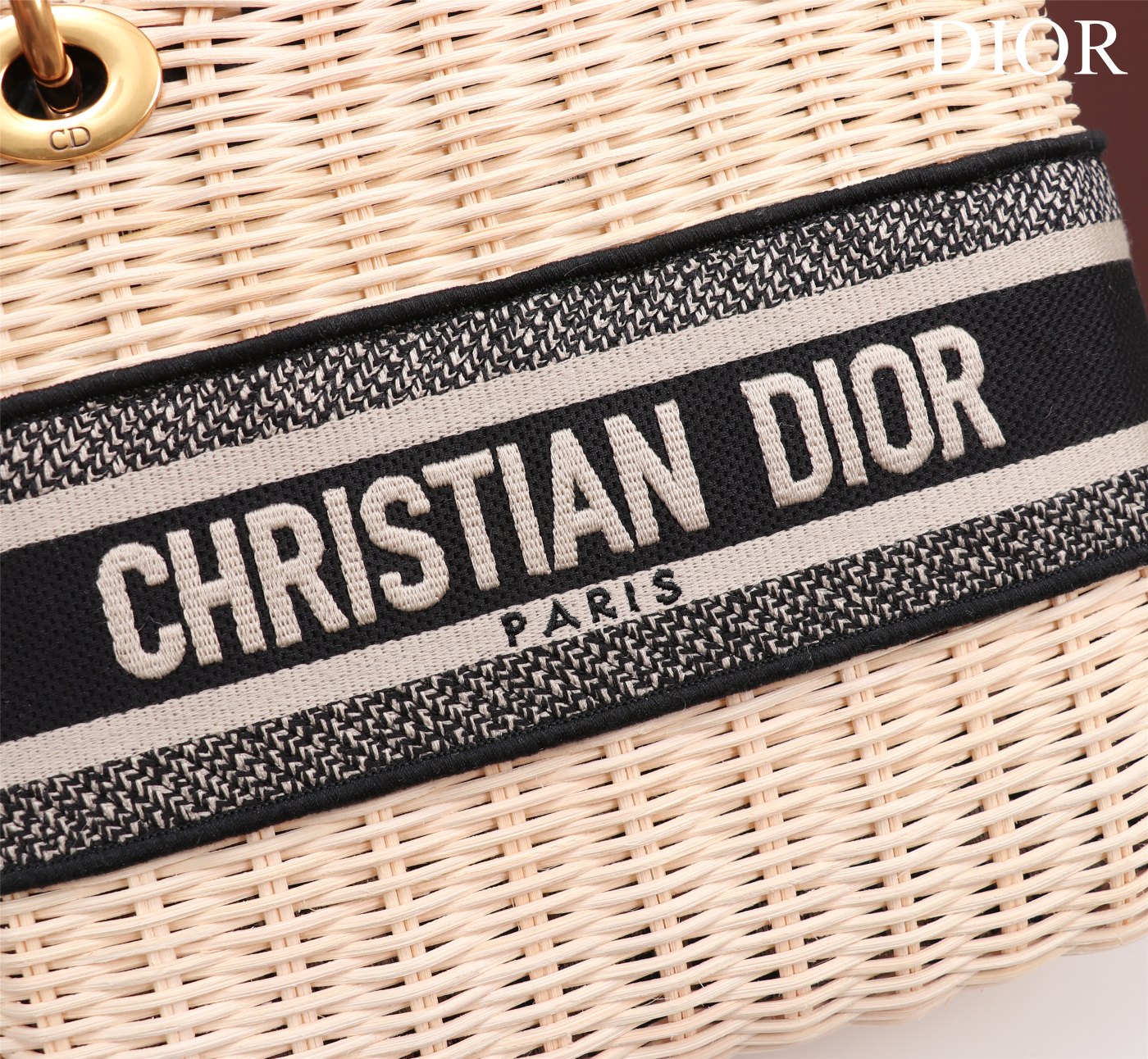 D Inspired Lady D Inspired Natural Wicker and Blue D Inspired Oblique Jacquard Handbag - Bag - Gorchic - $178.99