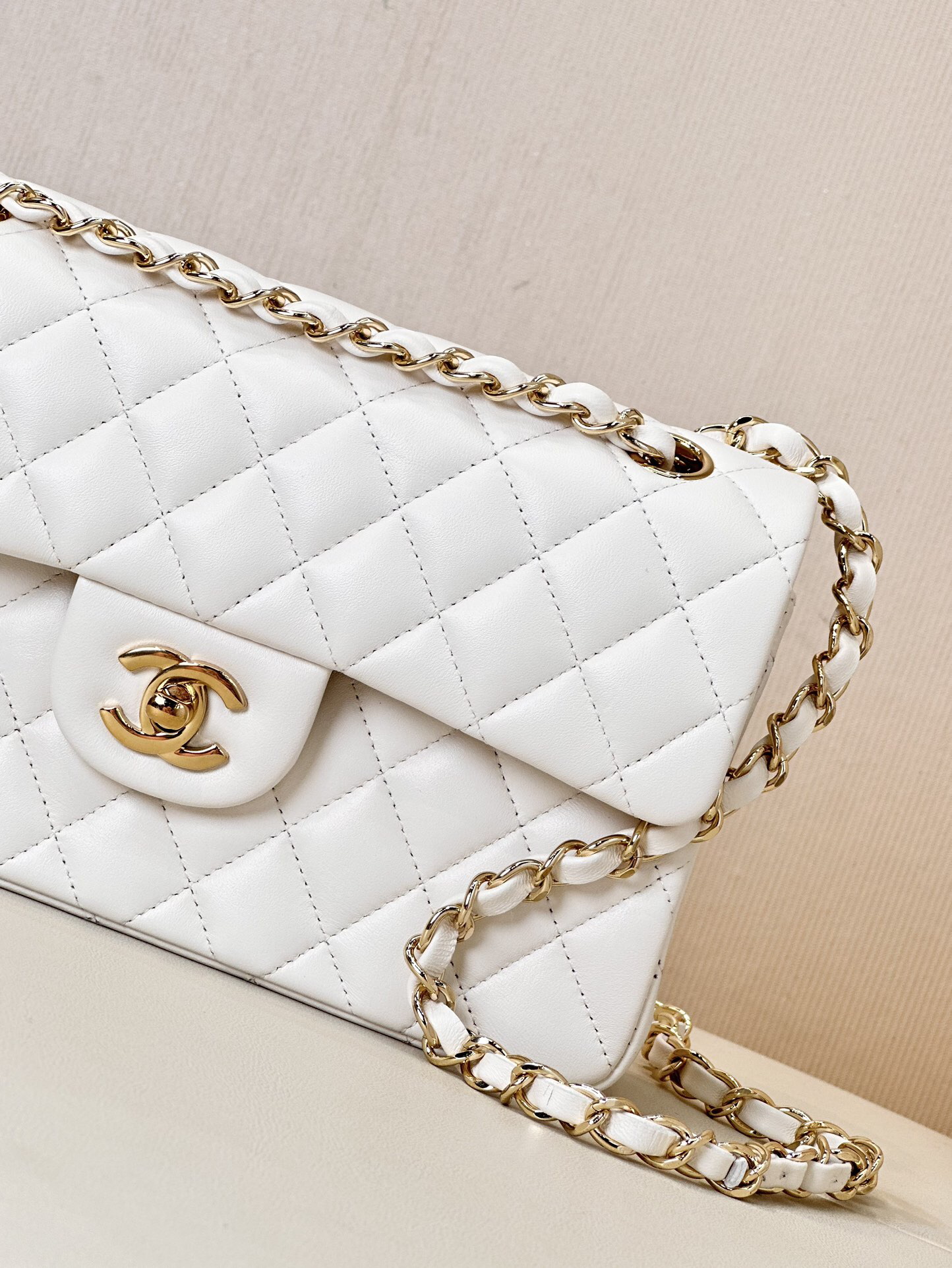 CC Inspired Classic Double Flag Bag White Leather Shoulder Bag - Gorchic - $125.99