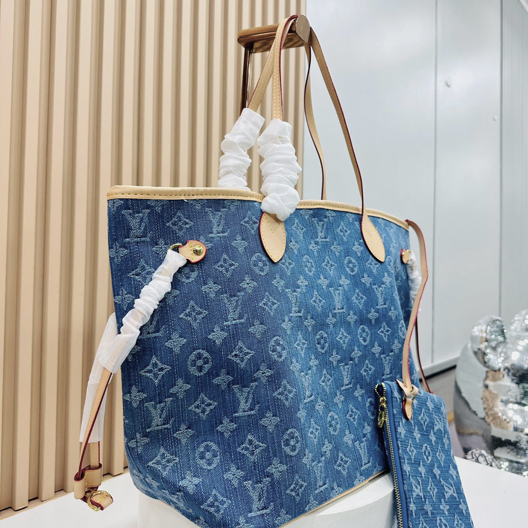 Designer Monogram Neverfull MM Classic Bag - Denim Bag - Gorchic - $110.99