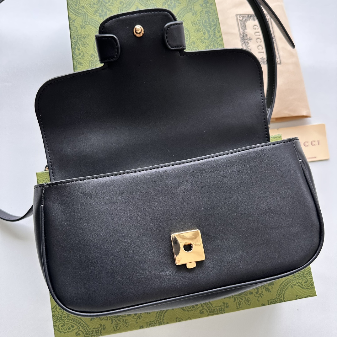Double-G Horsebit 1955 Small Black Leather Shoulder Bag - Gorchic - $121.99