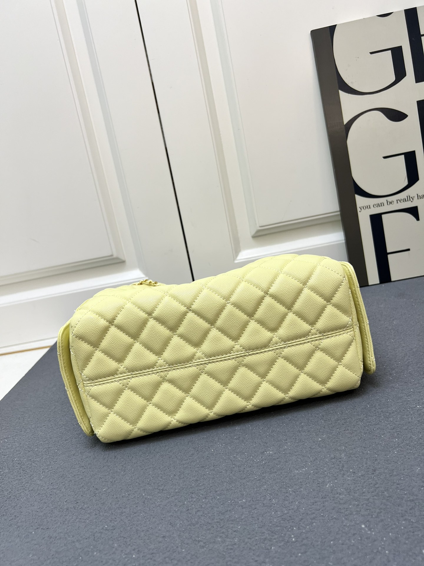 CC Inspired 25 Small Handbag Grained Calfskin & Gold-Tone Metal Light Yellow - Bag - Gorchic - $152.99