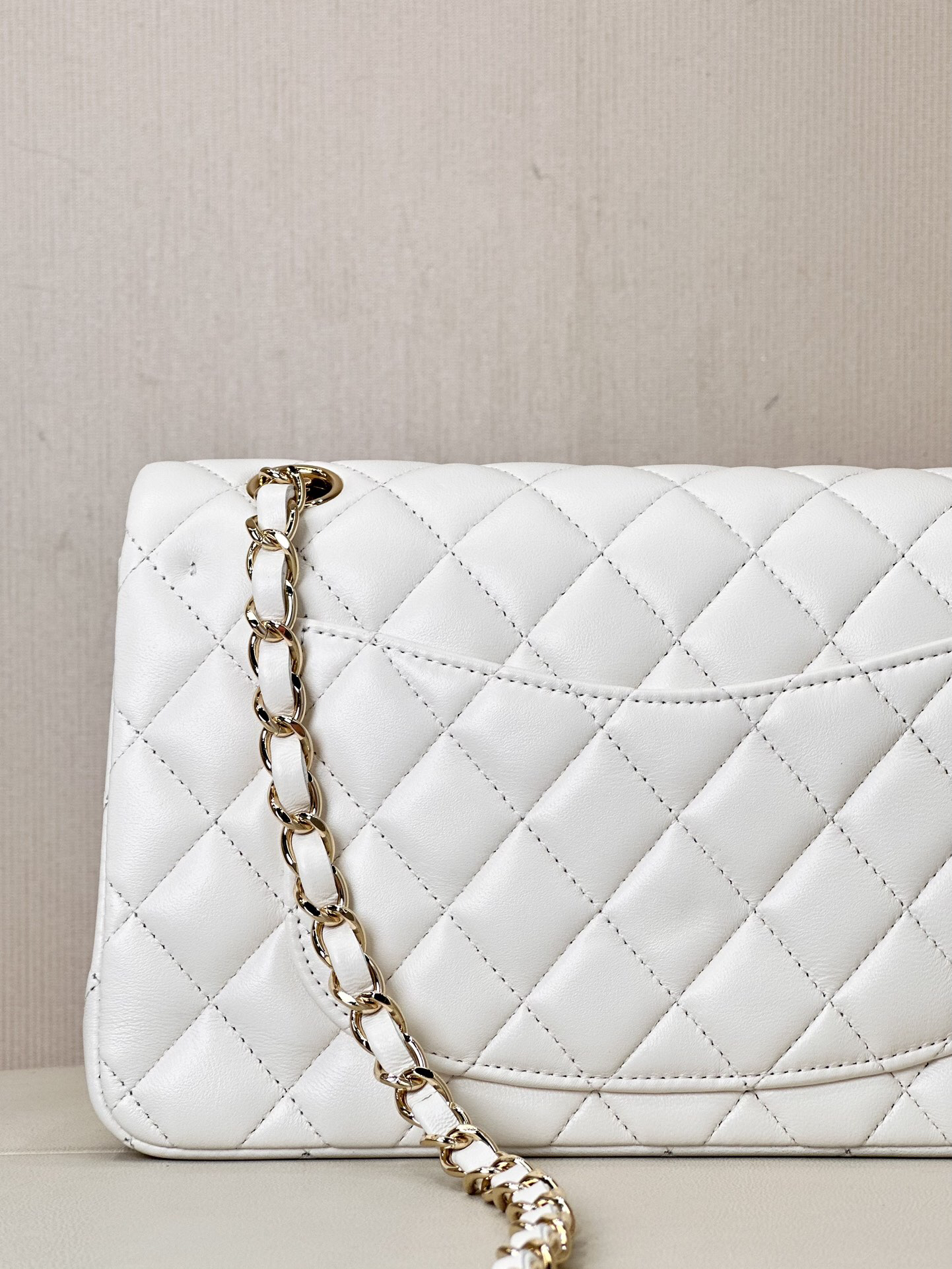 CC Inspired Classic Double Flag Bag White Leather Shoulder Bag - Gorchic - $125.99