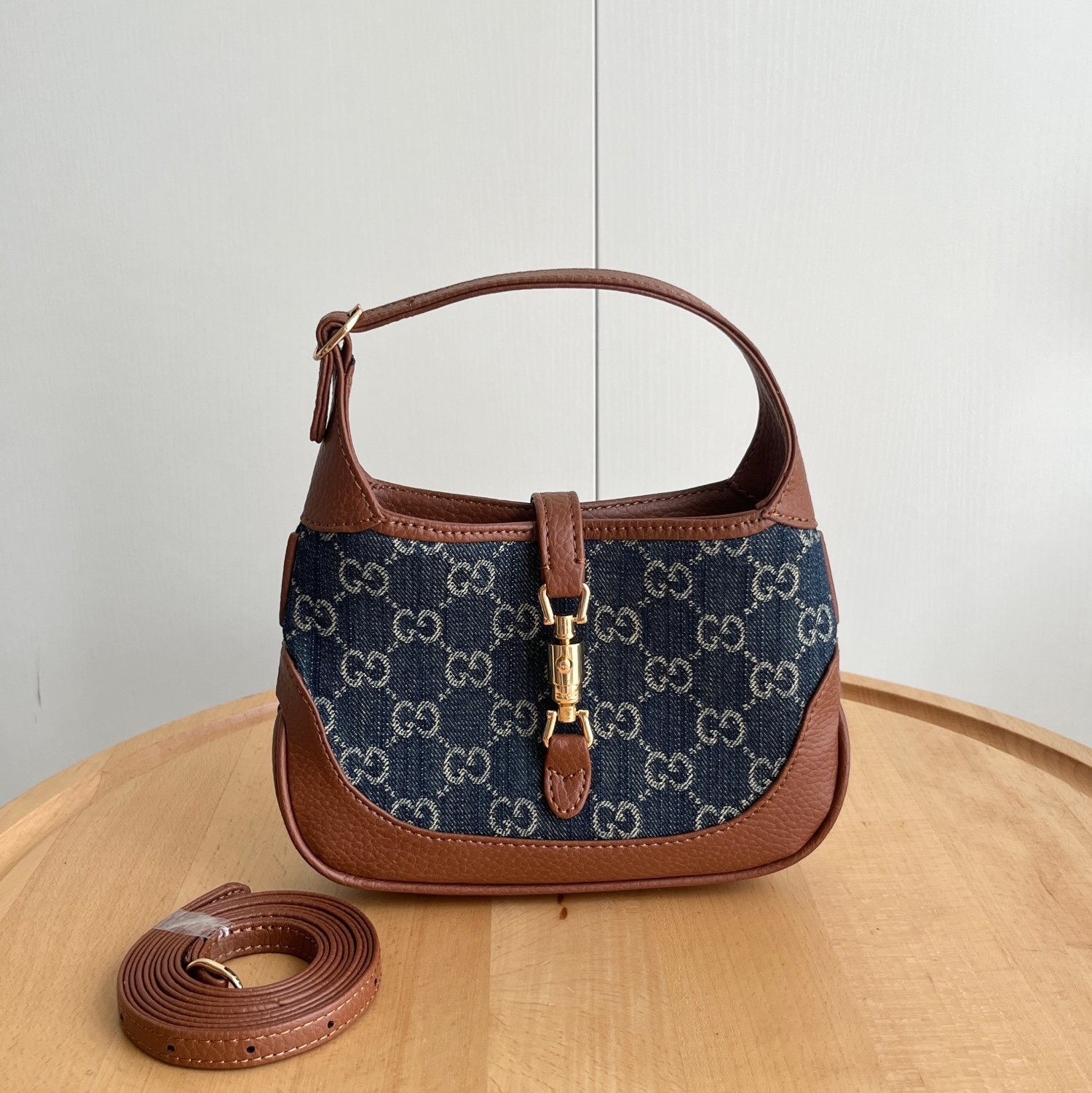Double-G Jackie 1961 Mini Shoulder Bag GG Denim Blue/Ivory - Bag - Gorchic - $121.99