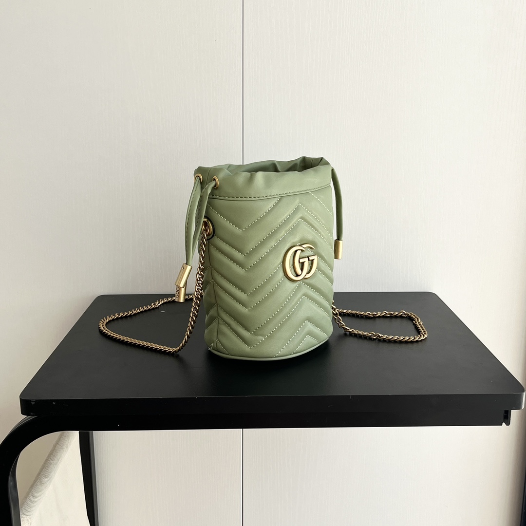 Double-G GG marmont mini bucket bag Green - Bag - Gorchic - $121.99