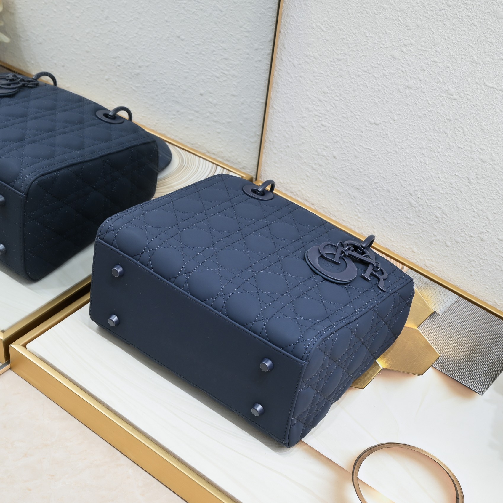 D Inspired Mini Lady D Inspired Bag Blue Ultramatte Calfskin - Bag - Gorchic - $138.99