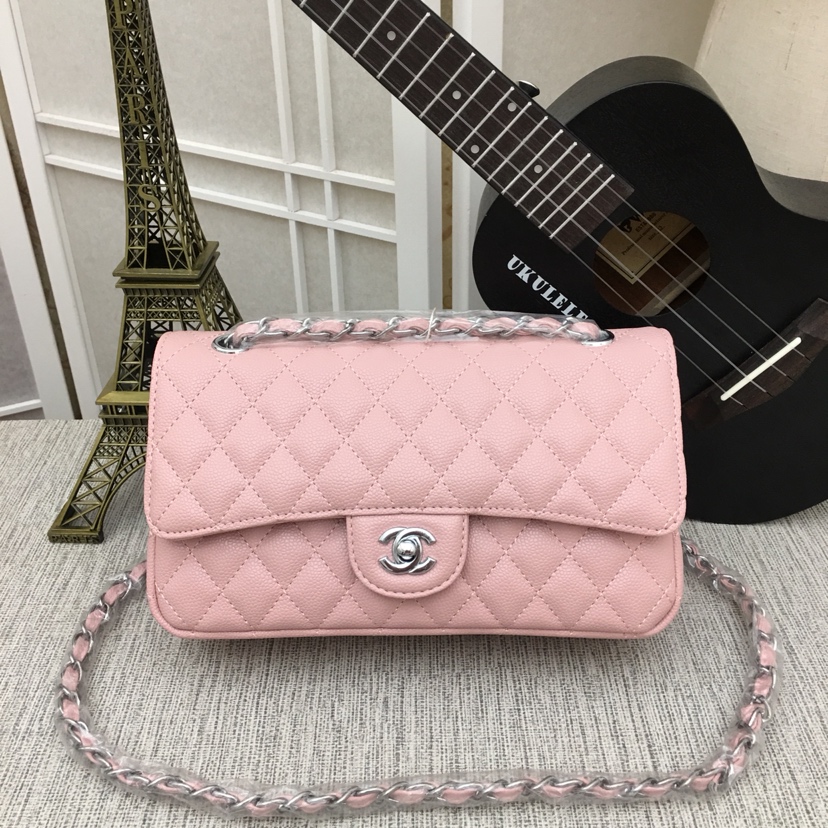 CC Inspired Classic Double Flap Bag Pink Caviar Sier Hardware - Bag - Gorchic - $122.99