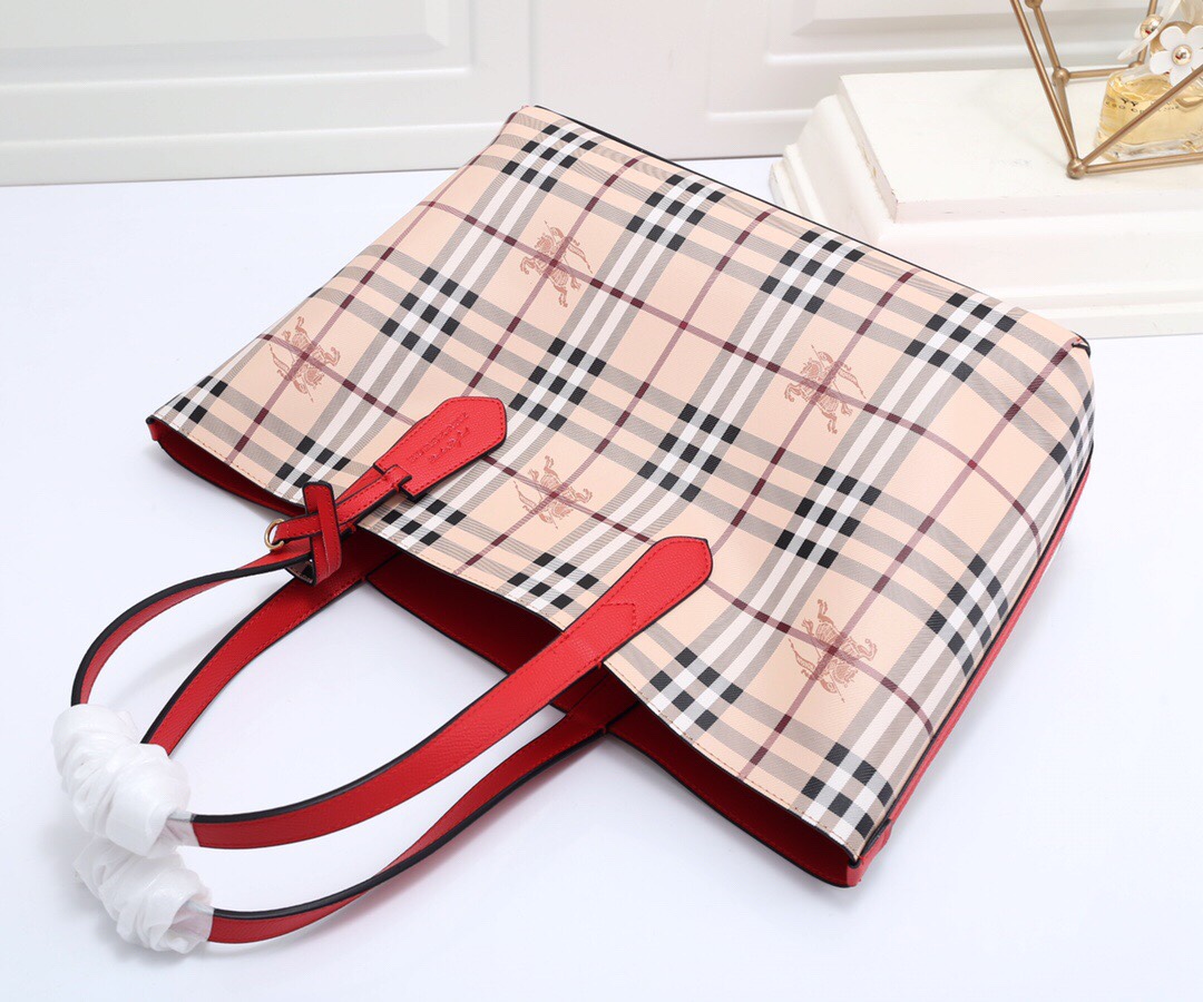 burbery Reversible Shopping Bag - Logo Red Bag - Gorchic - $153.99