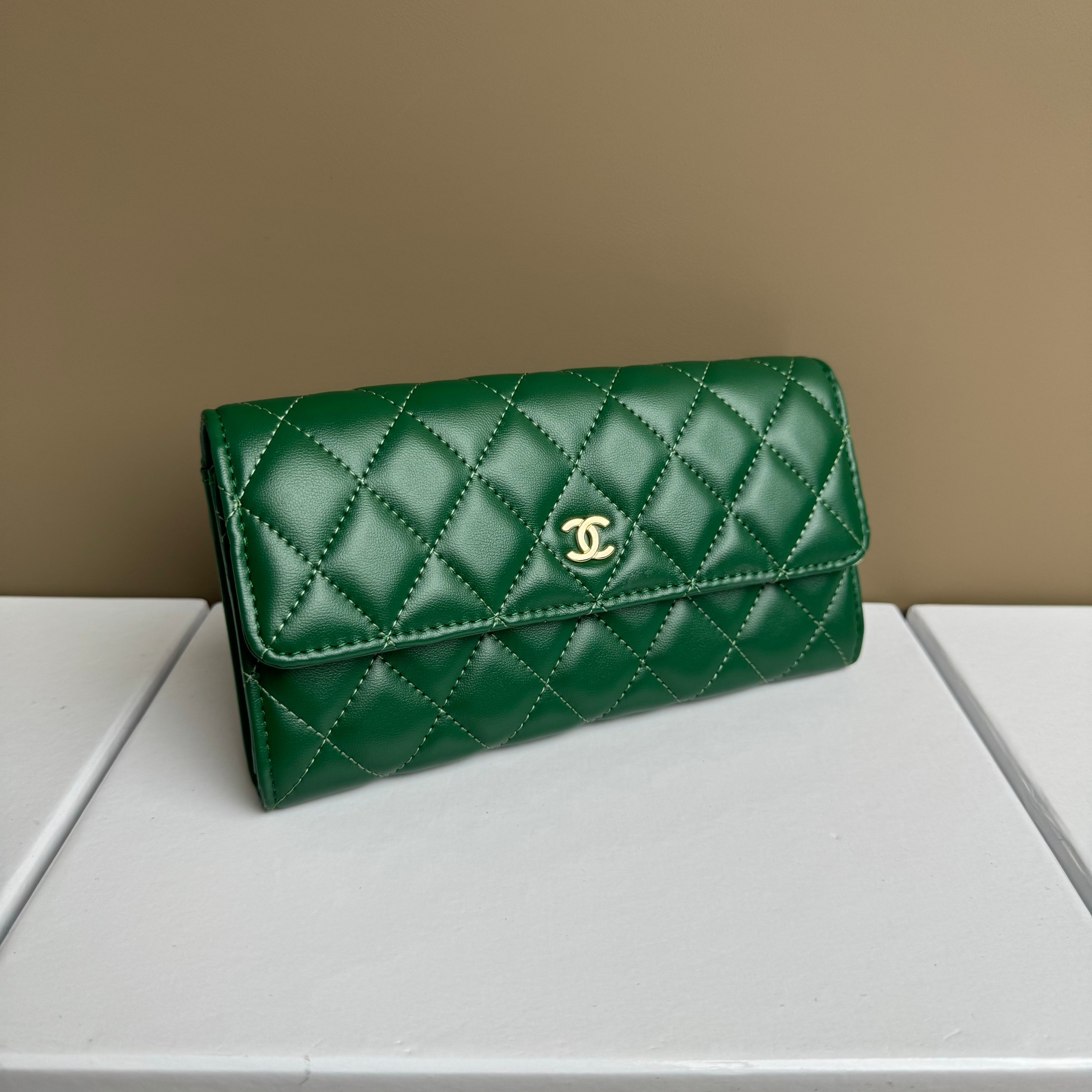 CC Inspired Counterfeit Caviar Sheepskin Wallet-Green Wallet - Gorchic - $59.99