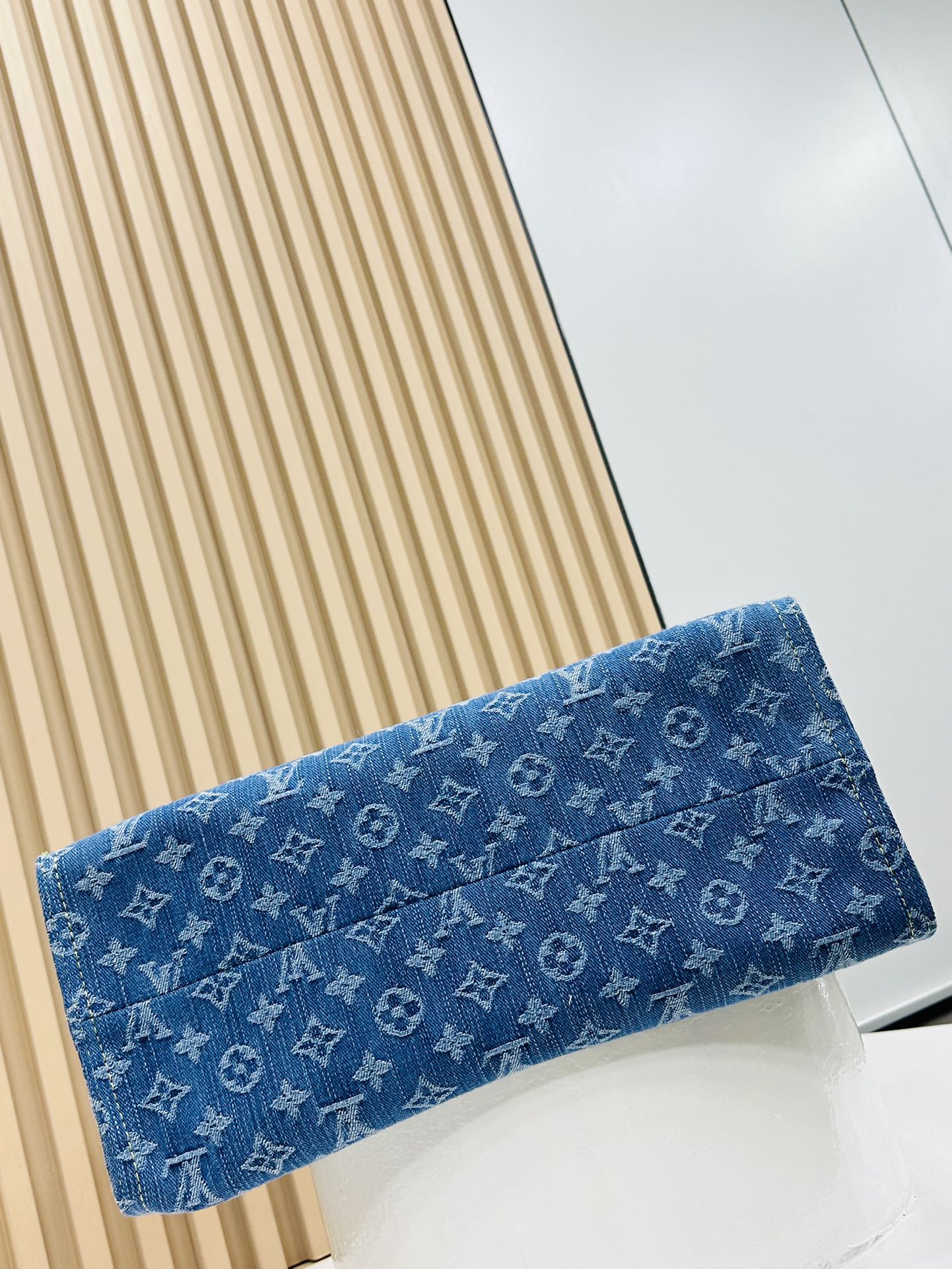 Designer Monogram Jacquard Denim Onthego MM Blue - Bag - Gorchic - $132.99