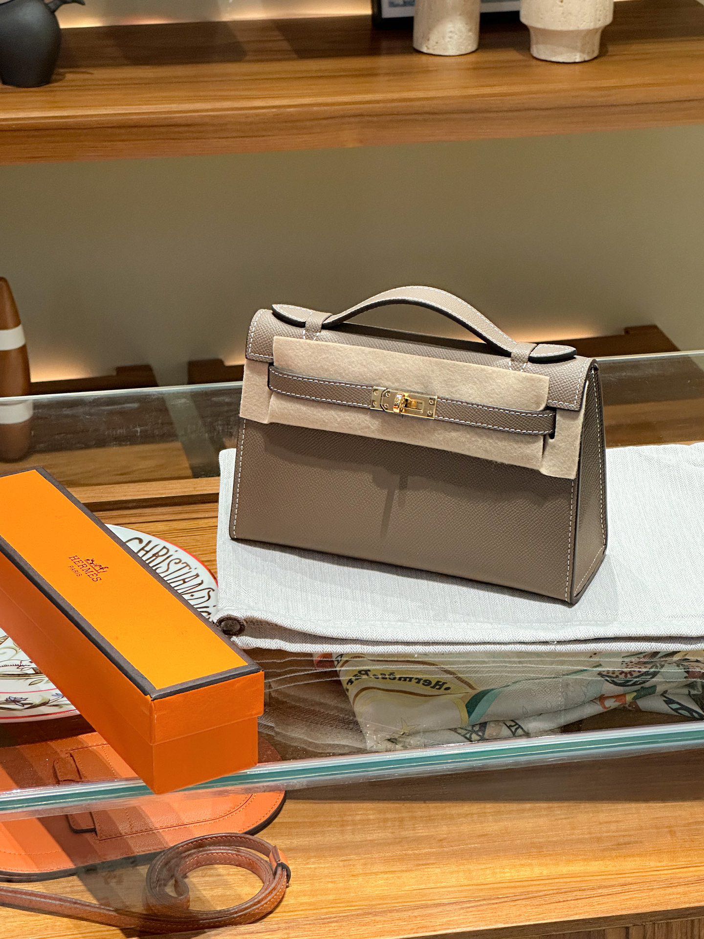 H-Inspired Kelly Mini 1st Kelly Pochette Generation Epsom Palm Leather-Elephant Grey - Gorchic - $146.99