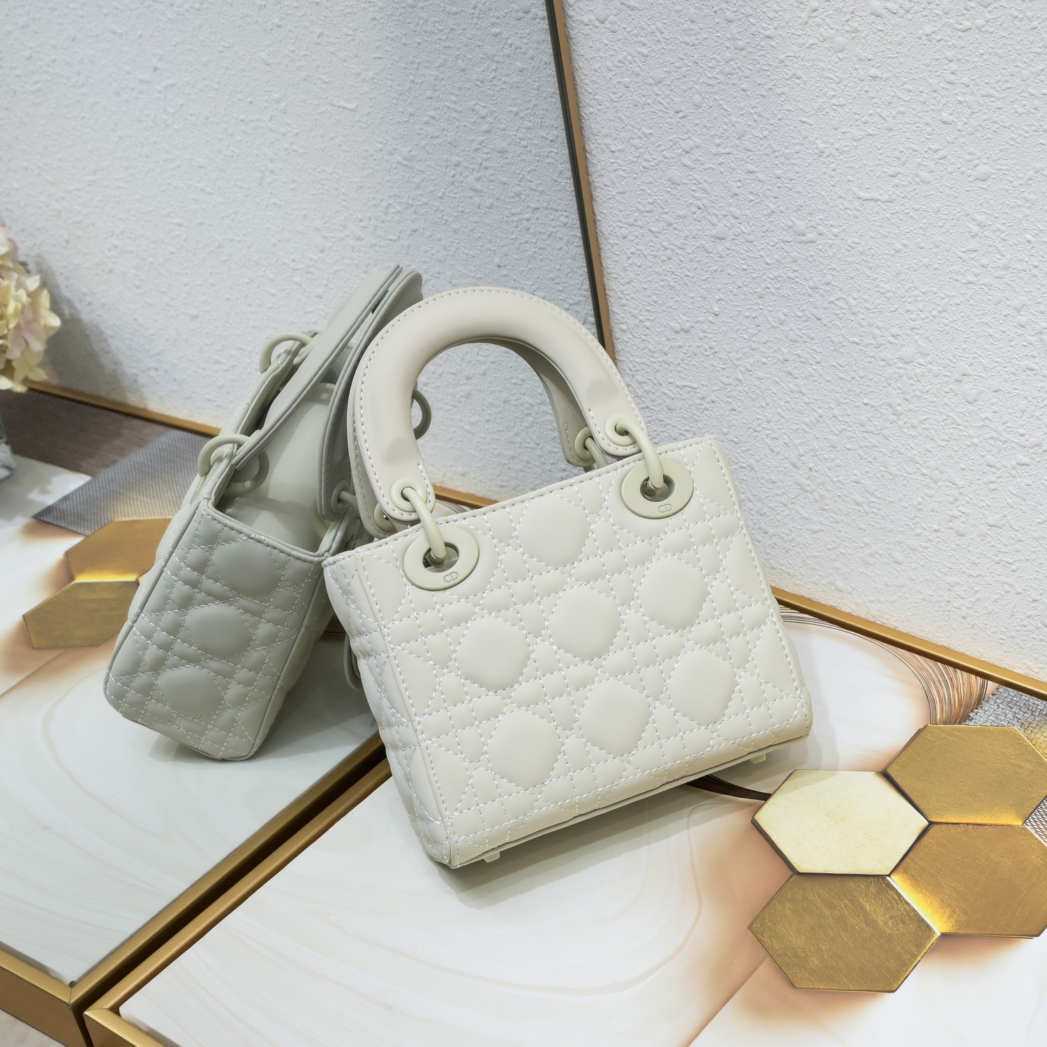 D Inspired Mini Lady D Inspired Bag White Ultramatte Calfskin - Bag - Gorchic - $138.99