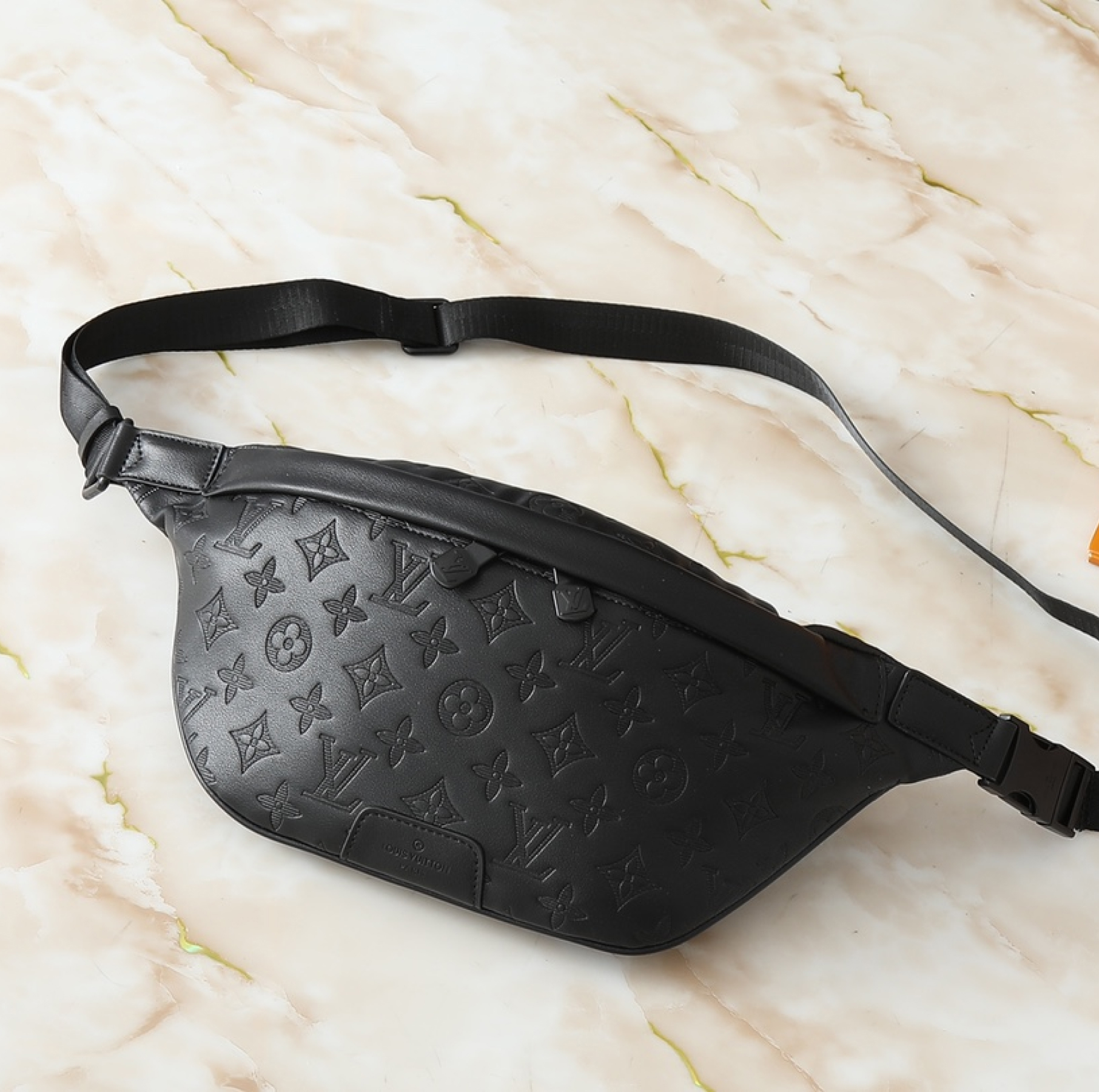 Designer Monogram Discovery Bum Bag - Black Embossed Bag - Gorchic - $123.99
