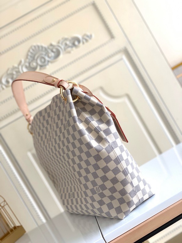 Designer Monogram Graceful MM Damier Azur Canvas Shoulder Bag - Gorchic - $120.99