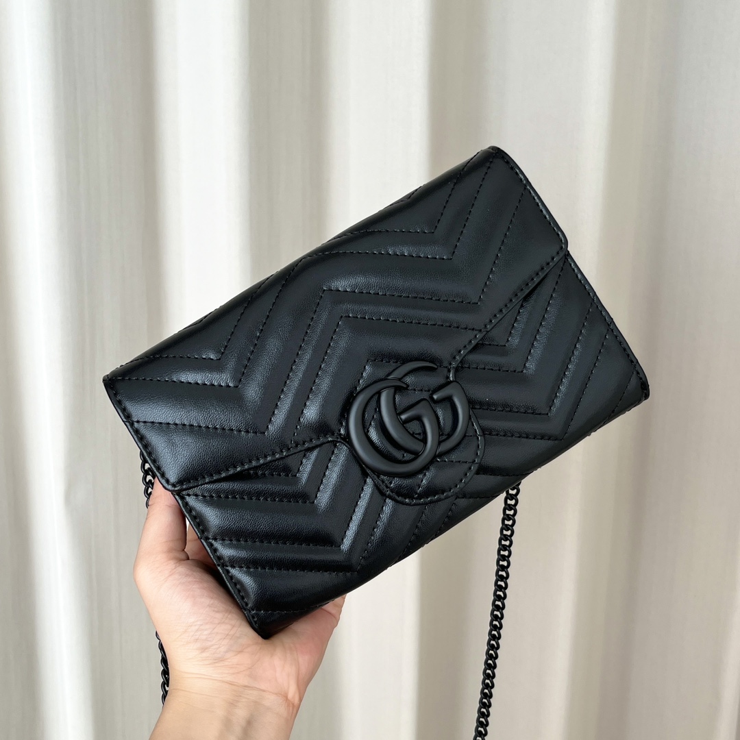 Double-G Marmont Chain Wallet - Black Wallet - Gorchic - $123.99