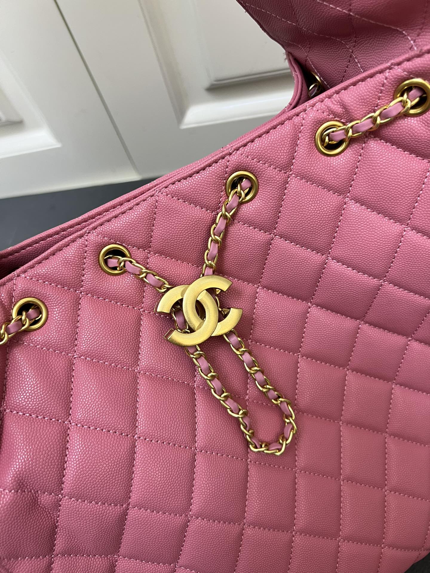 CC Inspired 25 Small Handbag Grained Calfskin & Gold-Tone Metal Light Pink - Bag - Gorchic - $152.99