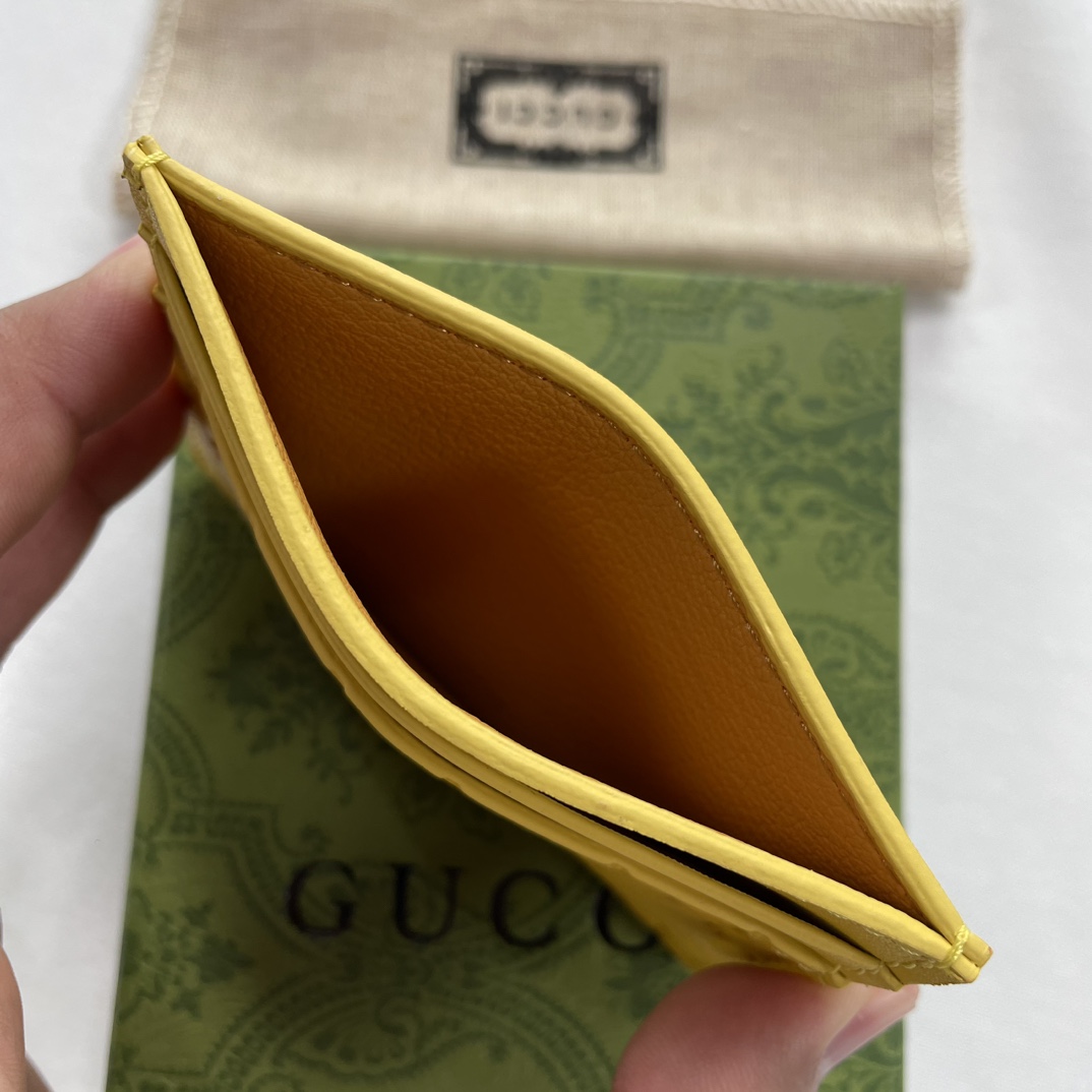 Double-G GG rubber-effect card case deep yellow-wallet - Gorchic - $35.99