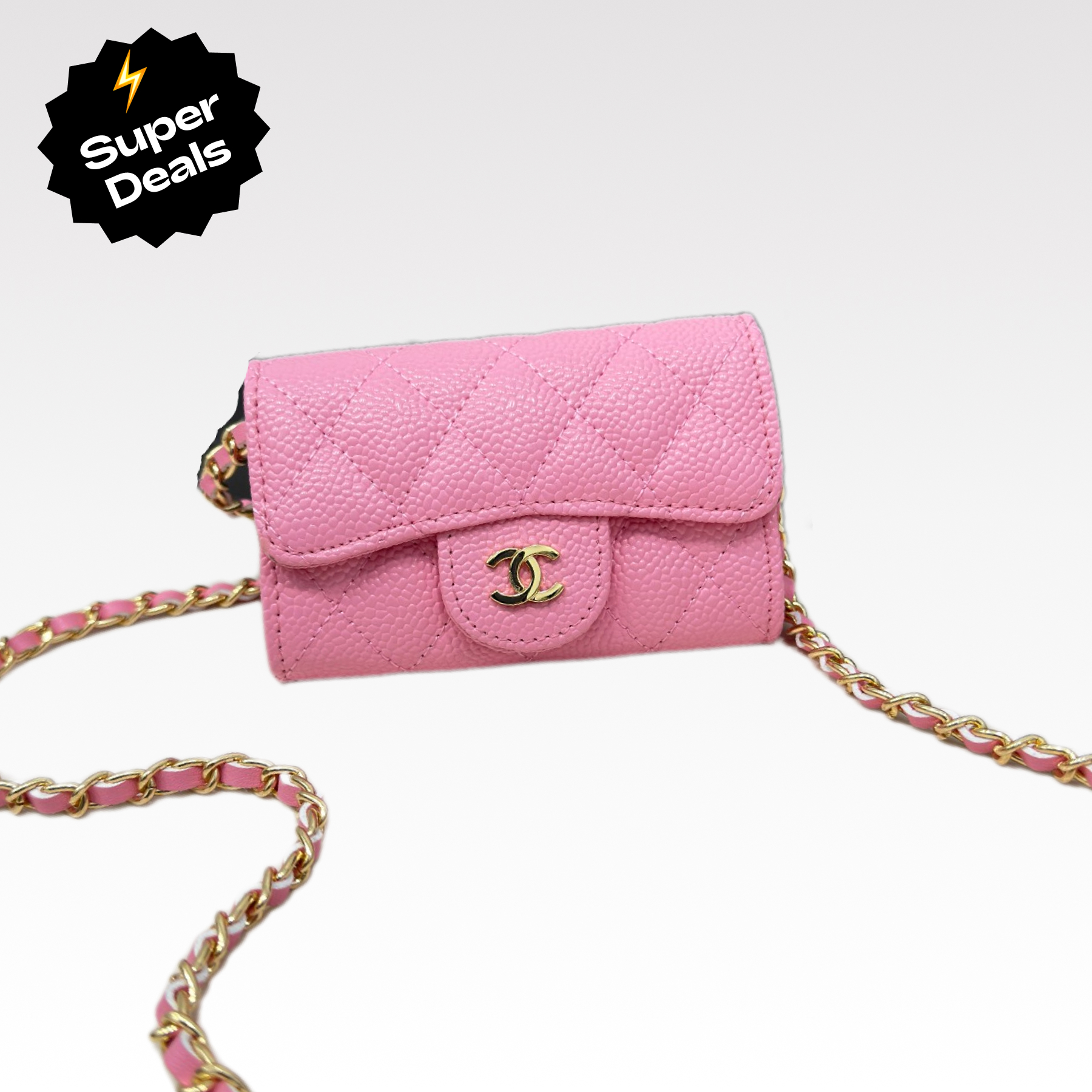 CC Inspired Pink Metallic Calfskin Quilted Flap Chain Waist Bag - Gorchic - $83.99