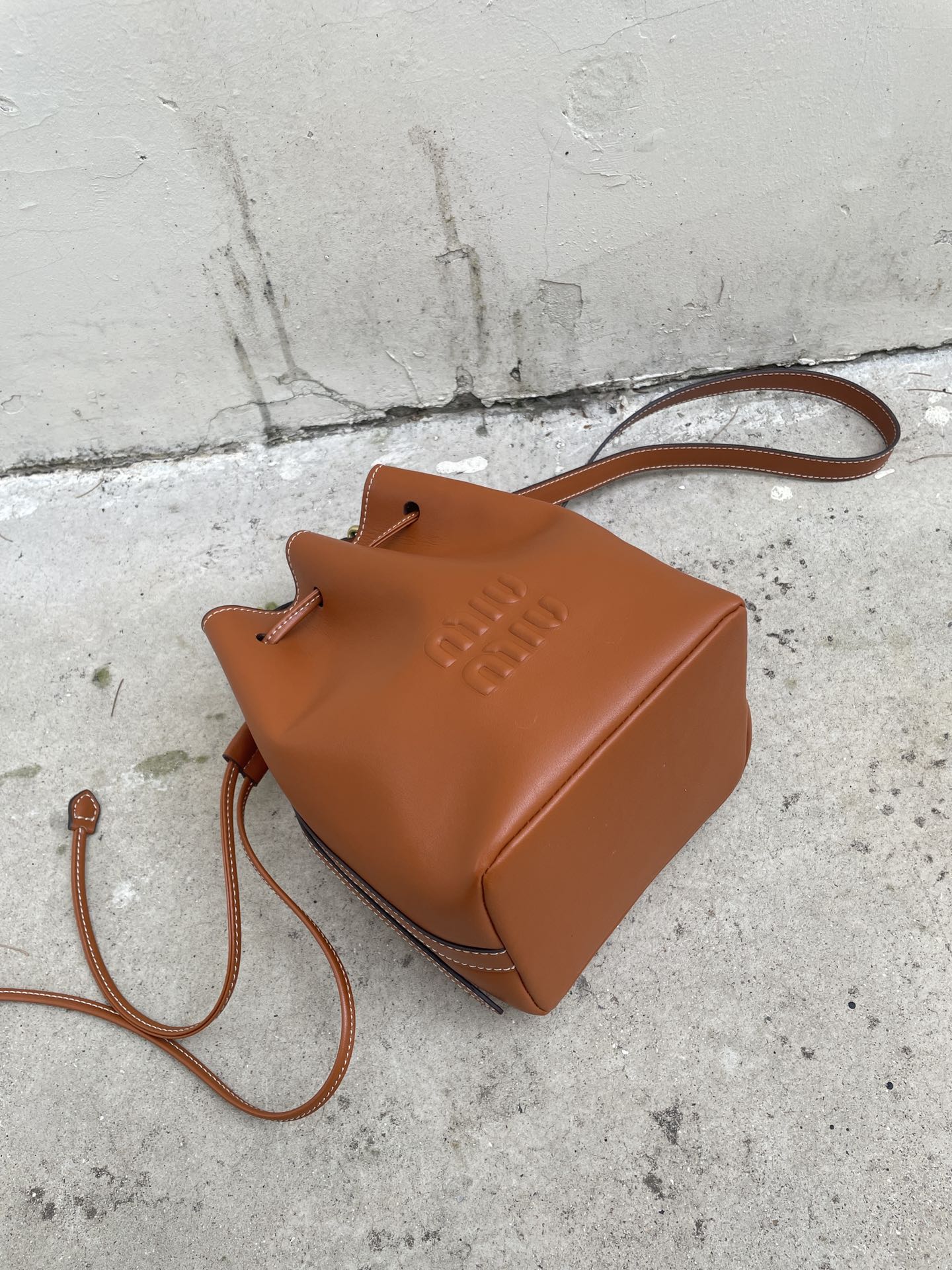 MU Leather bucket bag-Brown - Bag - Gorchic - $129.99