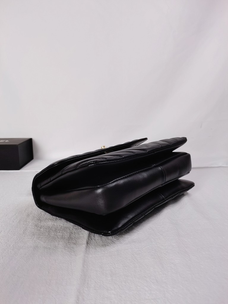 CC Inspired Top Handle Flap Bag Lambskin - Black - Gorchic - $140.99