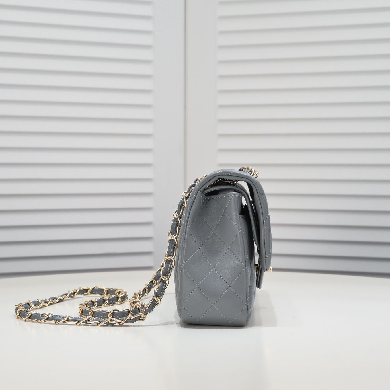 CC Inspired Classic Double Flap Bag Grey Golden Hardware - Bag - Gorchic - $122.99