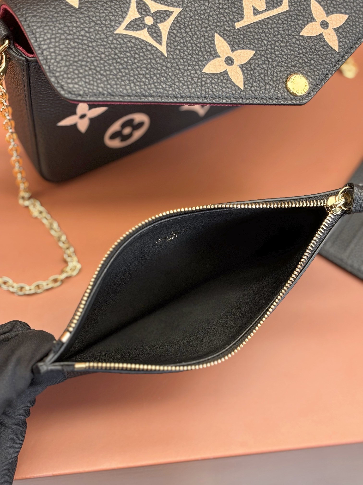 Designer Monogram POCHETTE FÉLICIE Chain Bag - Black Embossed Bag - Gorchic - $82.99