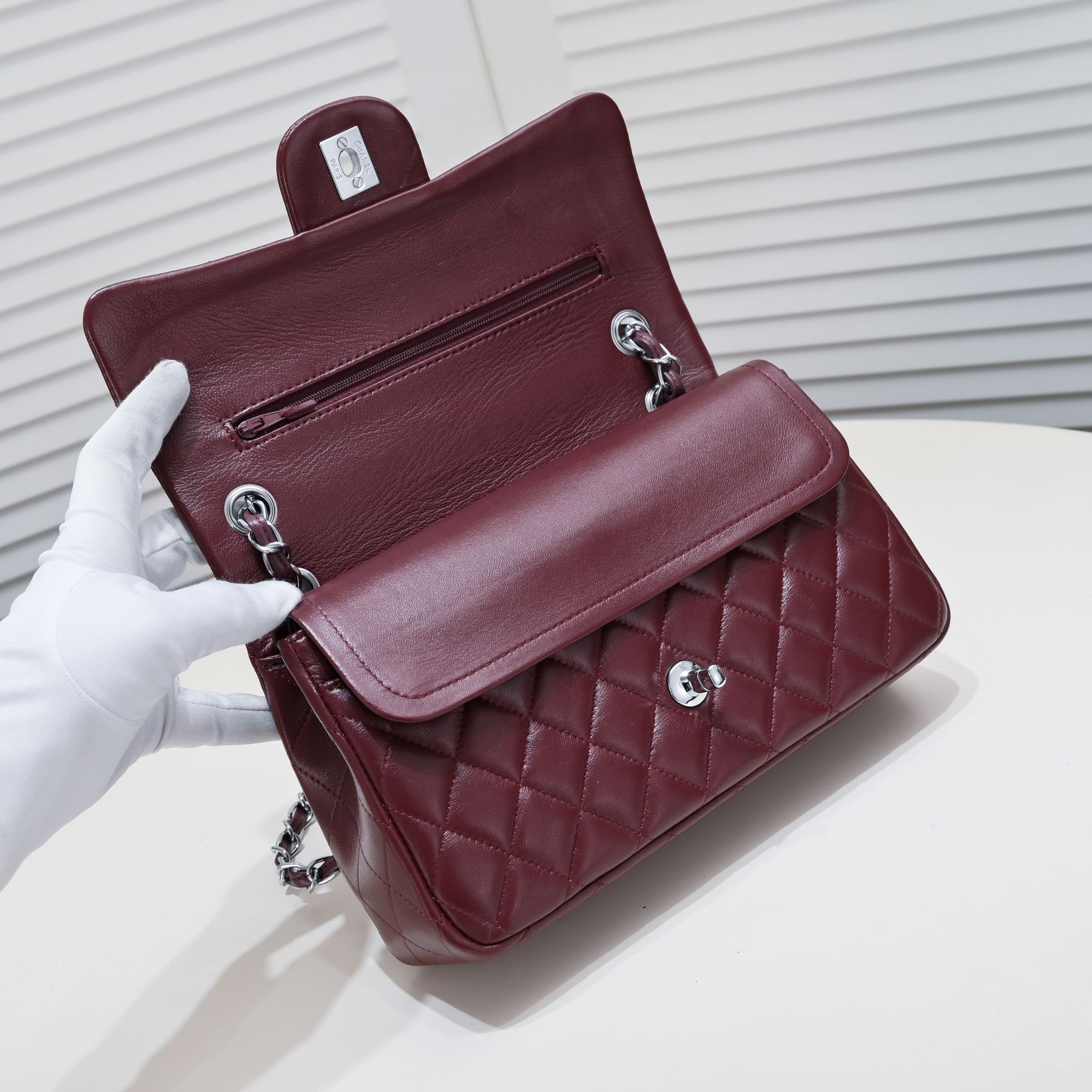 CC Inspired Classic Double Flap Bag Dark Red Sier Hardware - Bag - Gorchic - $122.99