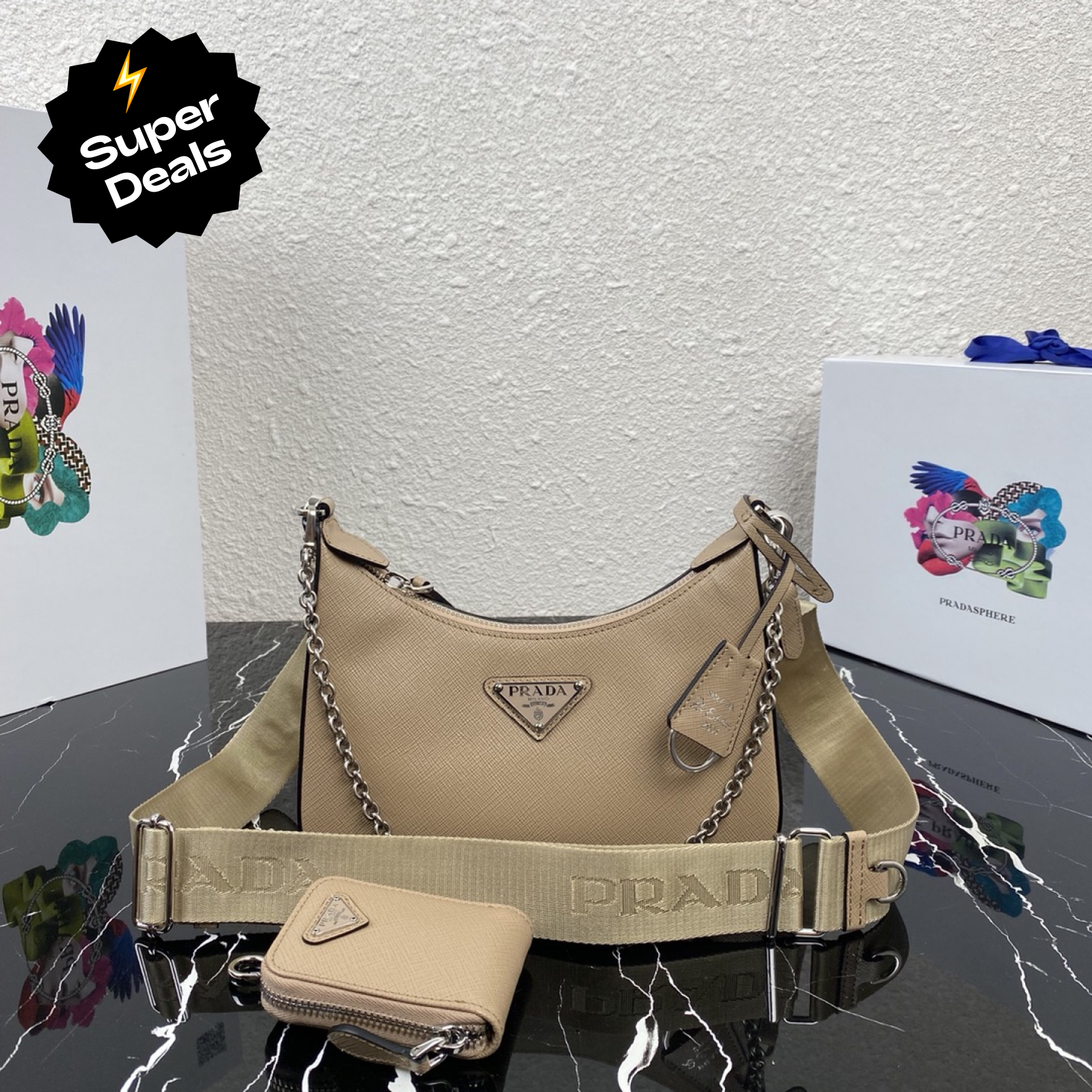 Saffiano texture Re-Edition 2005 Saffiano Leather Bag - Gorchic - $103.99