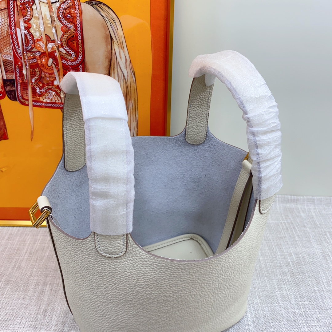 H-Inspired Clemence Picotin Lock Bag Golden Hardware-White Bag - Gorchic - $151.99