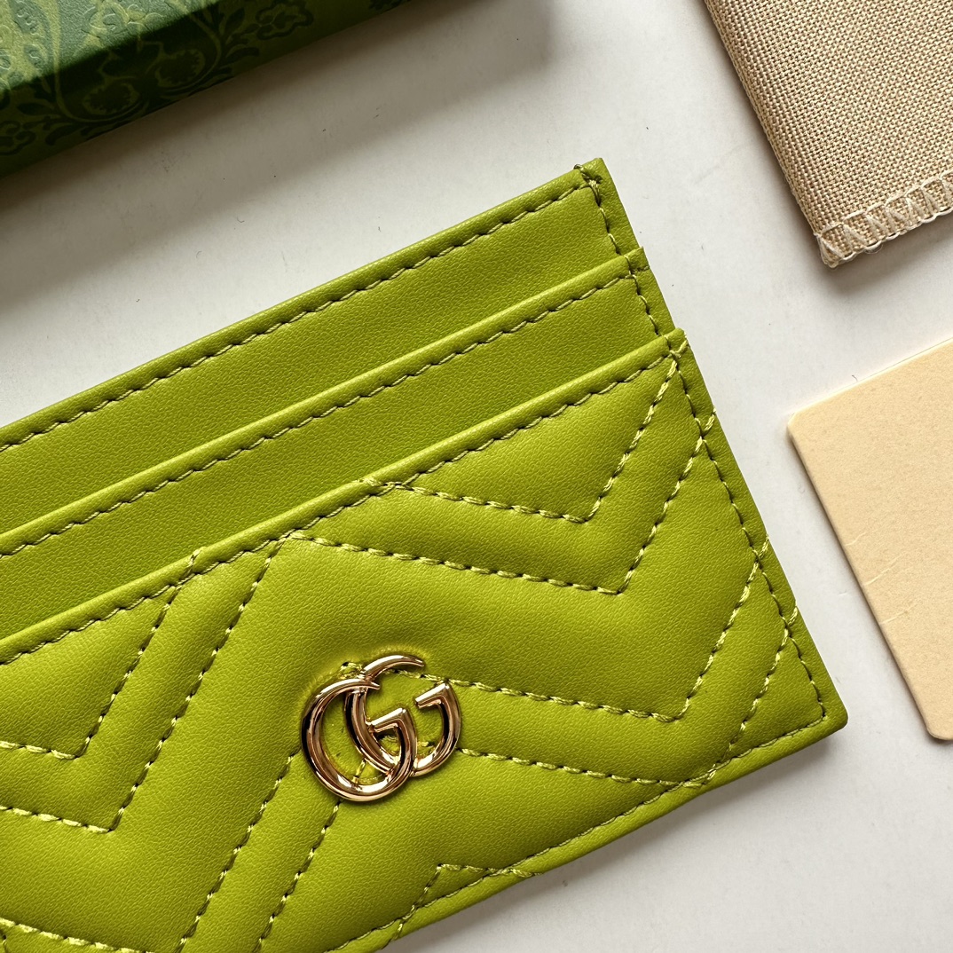 Double-G GG Marmont card case green leather-wallet - Gorchic - $39.99