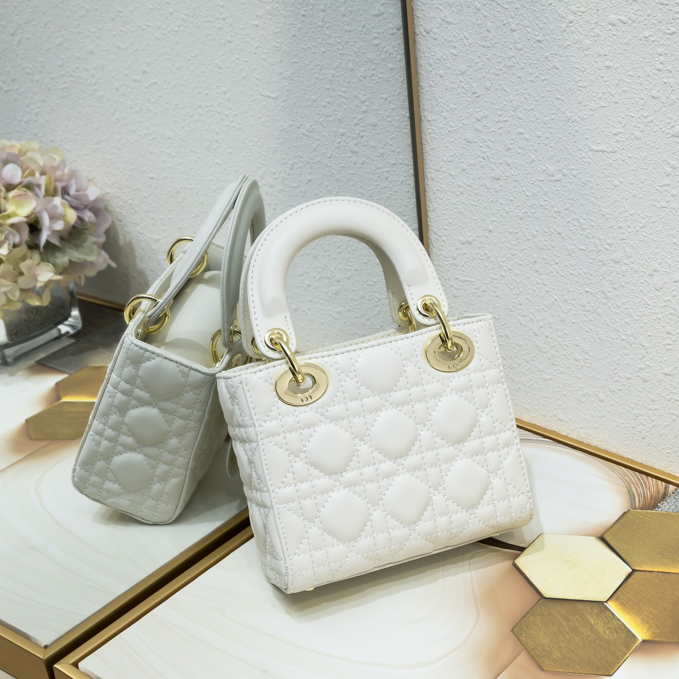 D Inspired Mini Lady D Inspired Bag White Cannage Calfskin - Bag - Gorchic - $138.99