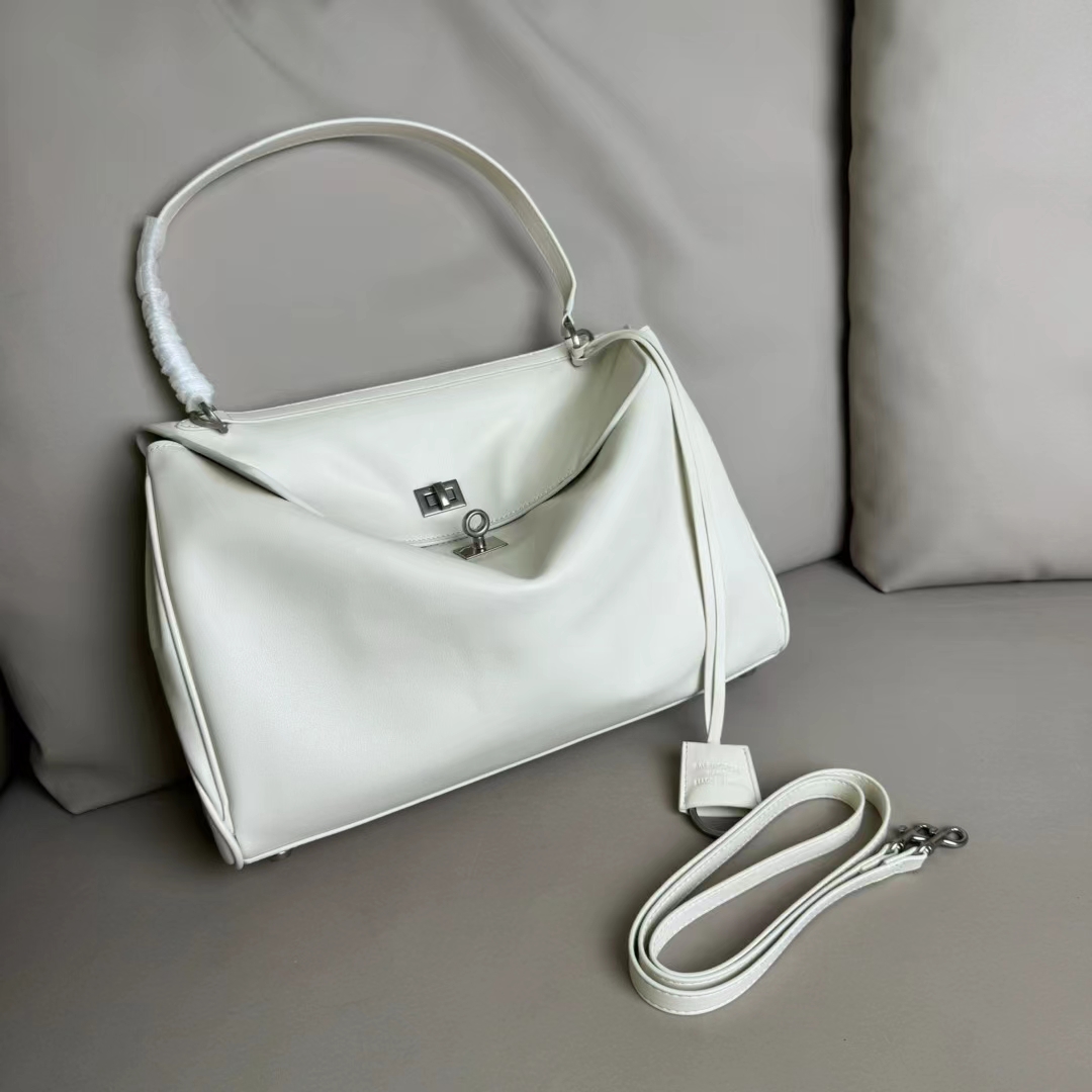 Hourglass iconic Rodeo leather shoulder bag in green and aged-sliver hardware Multiple Size - Bag - Gorchic - $169.99