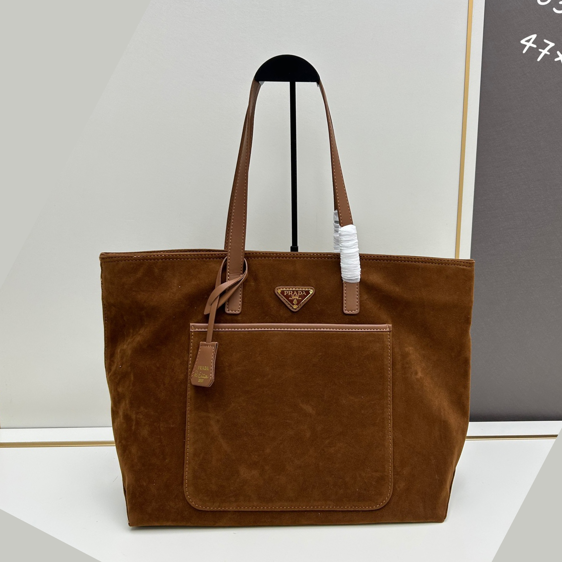 Saffiano texture Suede Large Brown Tote - Gorchic - $146.99
