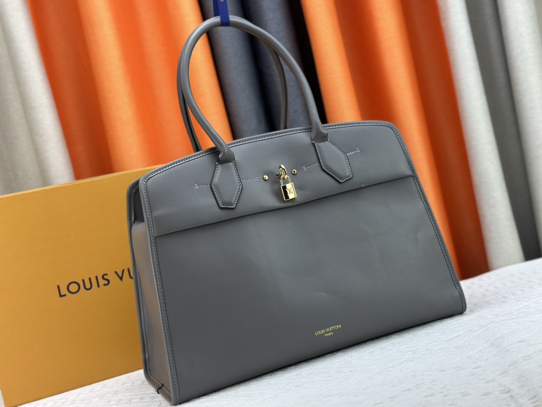 Designer Monogram City Steamer Large Handbag - Grey Bag - Gorchic - $164.99