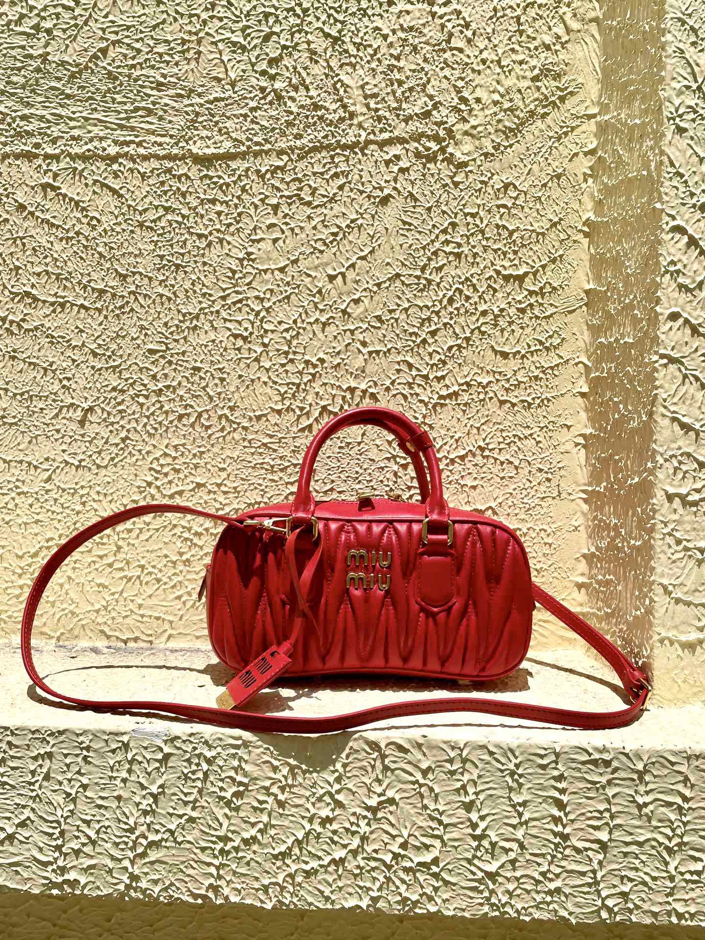 MU Arcadie matelassé nappa leather bag Red S-wide Size - Bag - Gorchic - $131.99