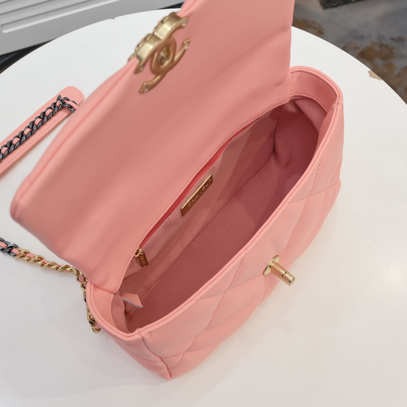 CC Inspired Calfskin Quilted CC Inspired 19 Flap Grey -Golden - Bag - Gorchic - $132.99