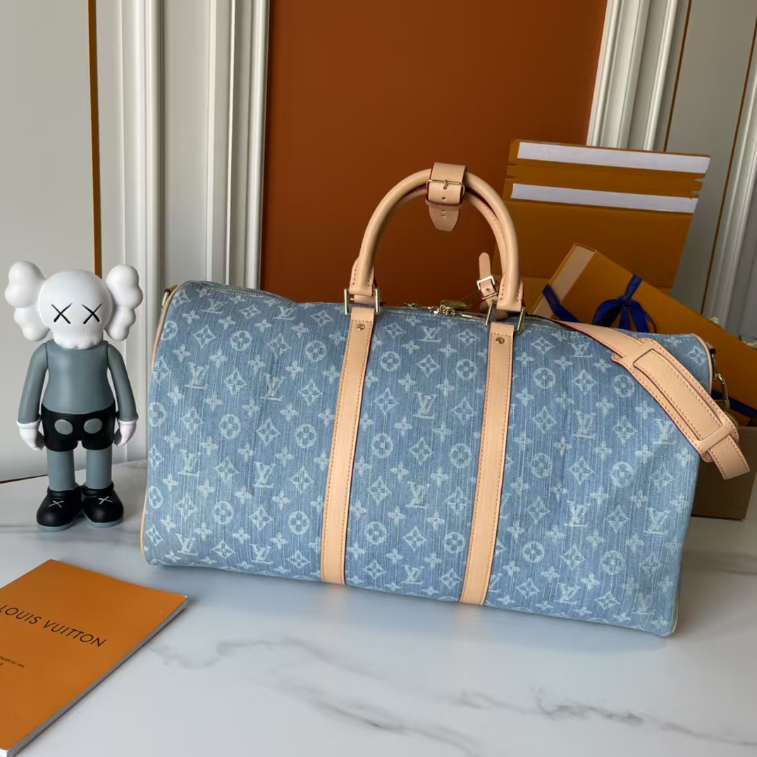 Designer Monogram Keepall Bandoulière 50 Monogram Denim Bag - Gorchic - $167.99