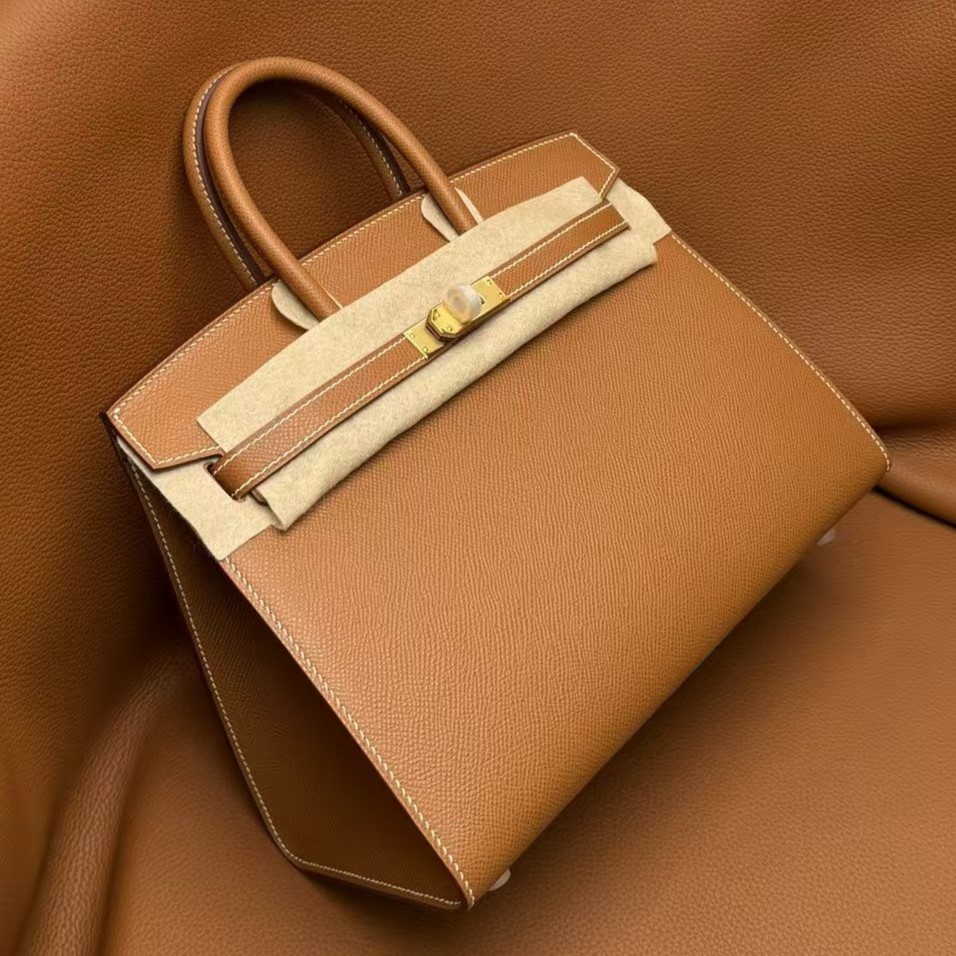 H-Inspired Birkin Brown Epsom Sellier Gold Hardware - Handbag - Gorchic - $161.99