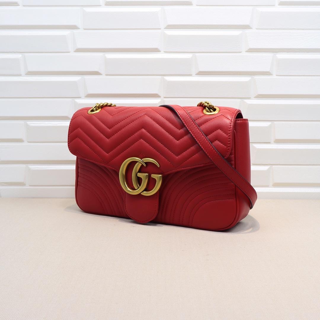 Double-G GG Marmont Small Shoulder Bag in red leather - Bag - Gorchic - $115.99