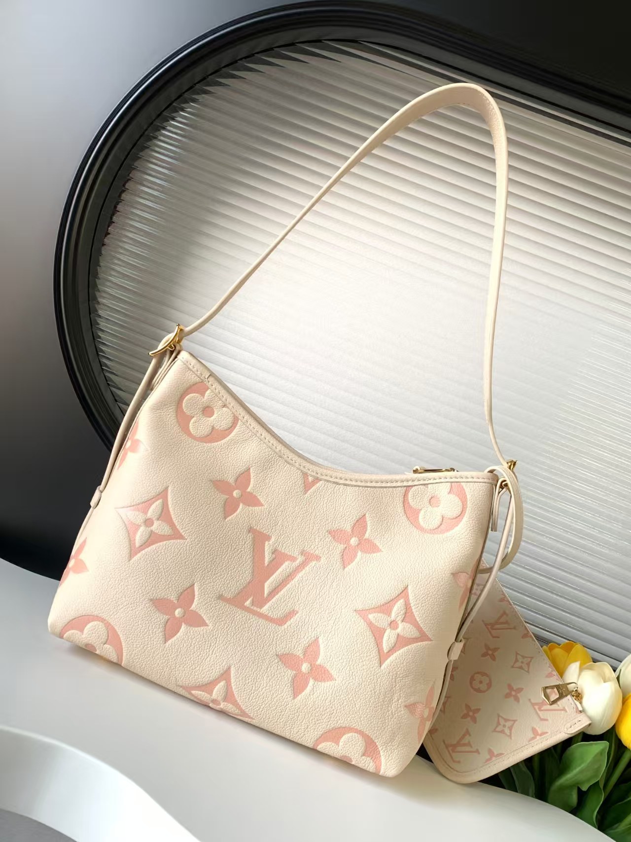 Designer Monogram Carryall PM - White and Pink Bag - Gorchic - $122.99