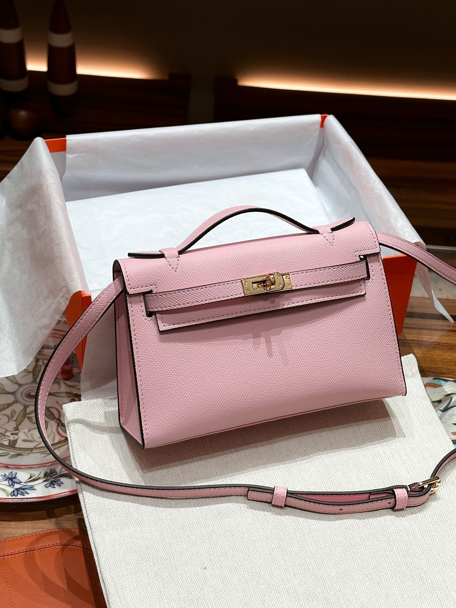H-Inspired Kelly Mini 1st Kelly Pochette Generation Epsom Palm Leather-Pink - Gorchic - $146.99