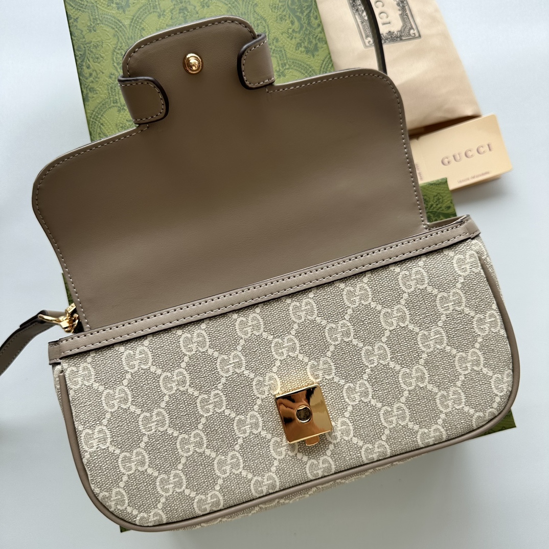 Double-G Horsebit 1955 Small Grey Shoulder Bag - Gorchic - $121.99