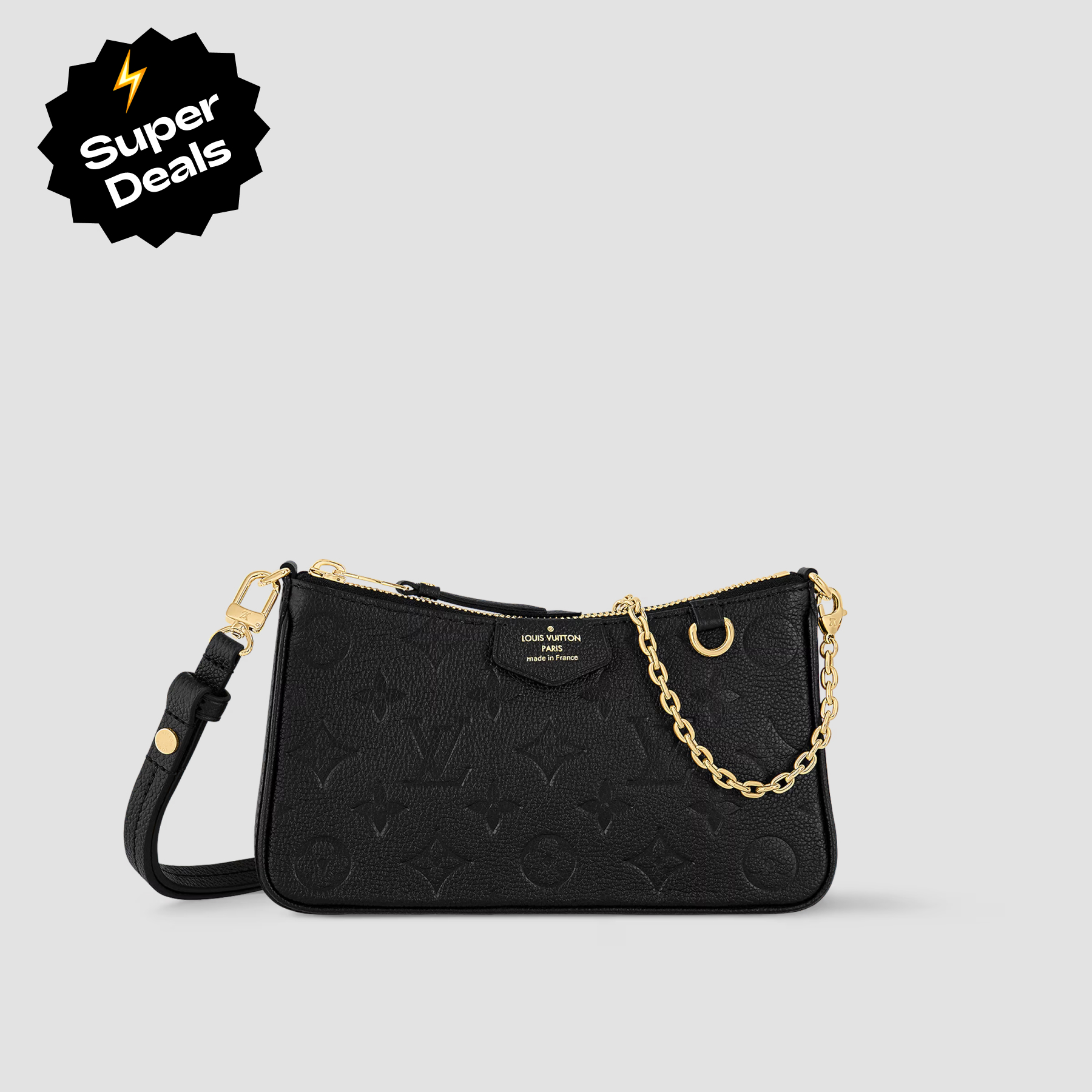 Designer Monogram Empreinte Monogram Leather Black Easy Pouch On Strap Shoulder Bag Black - Bag - Gorchic - $107.99