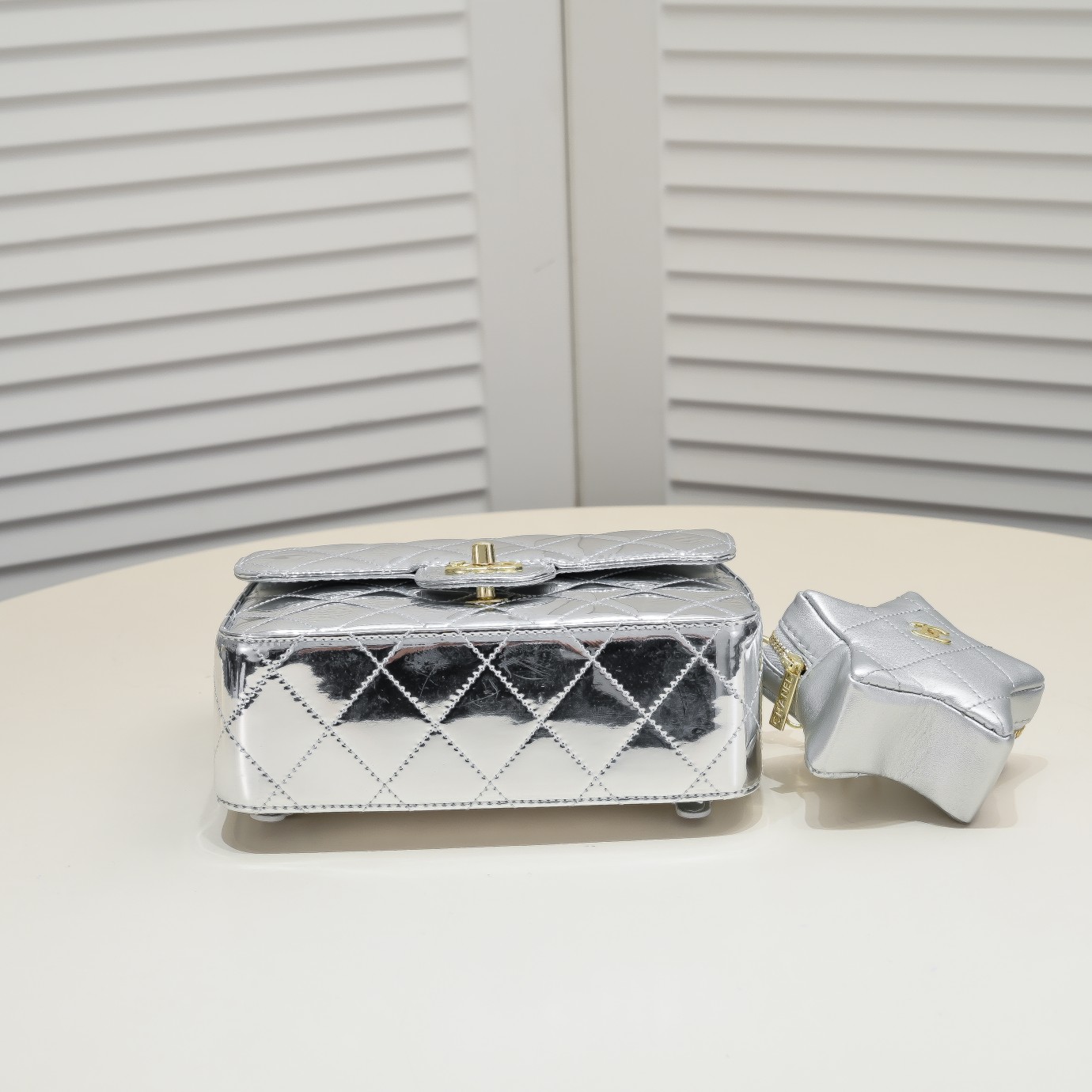 CC Inspired Mirror Mini Classic Flap with Star Coin Purse - Sier - Gorchic - $138.99