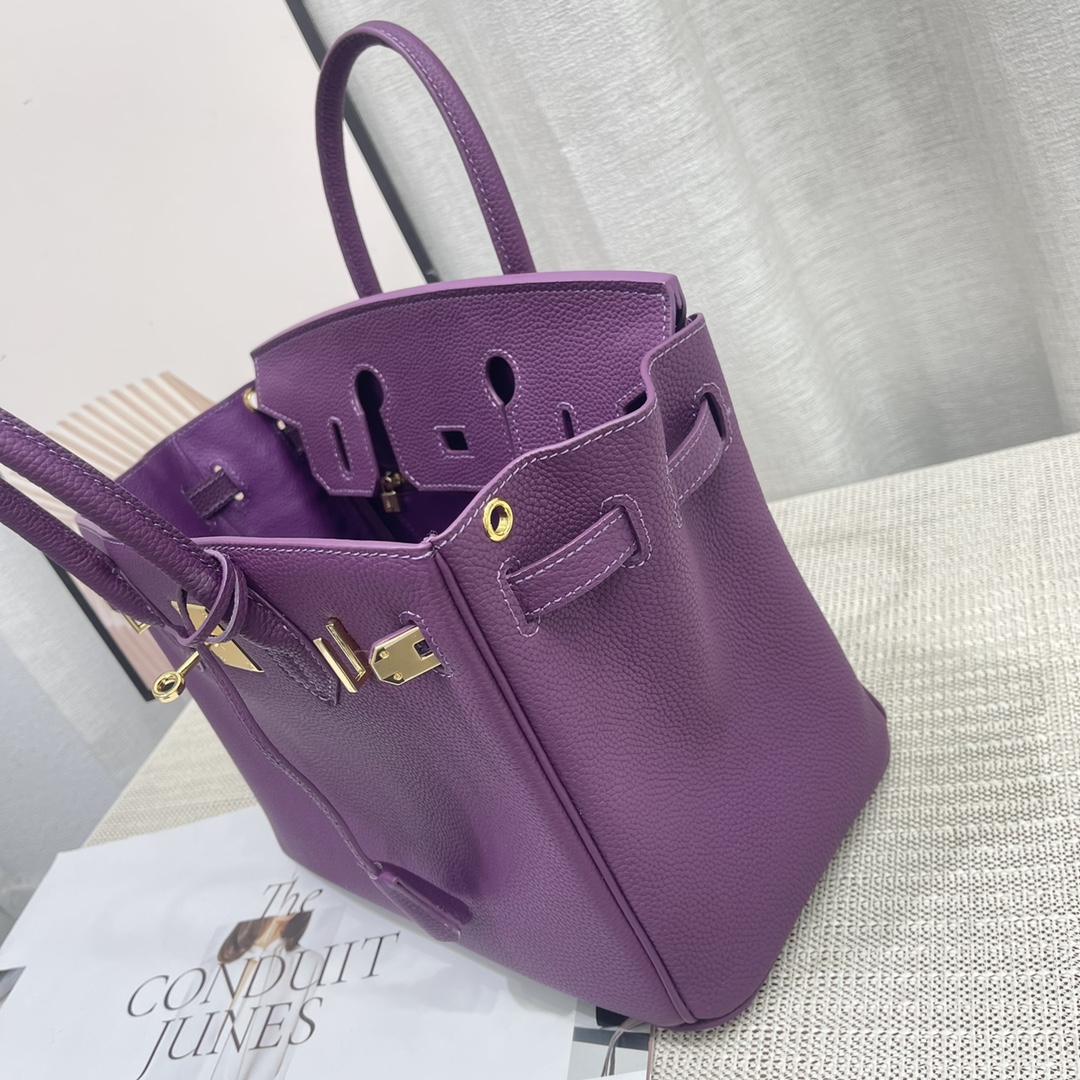 H-Inspired Birkin Togo Retourne Bag Golden-Purple Bag - Gorchic - $185.99